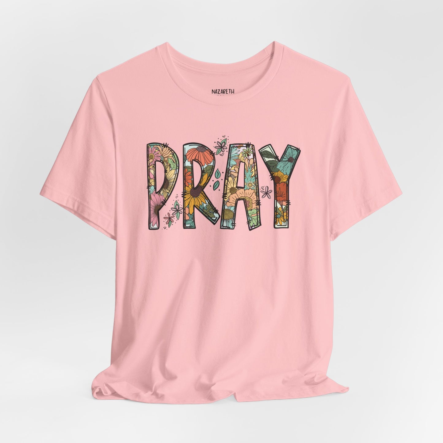 Pray Flowers Boho T-Shirt - T-Shirt - Nazareth Treasures