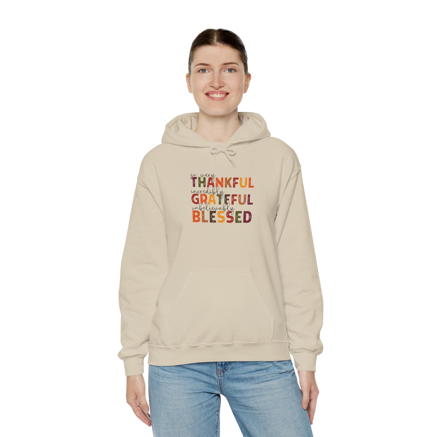 Grateful Thankful Blessed Hoodie - Hoodie - Nazareth Treasures