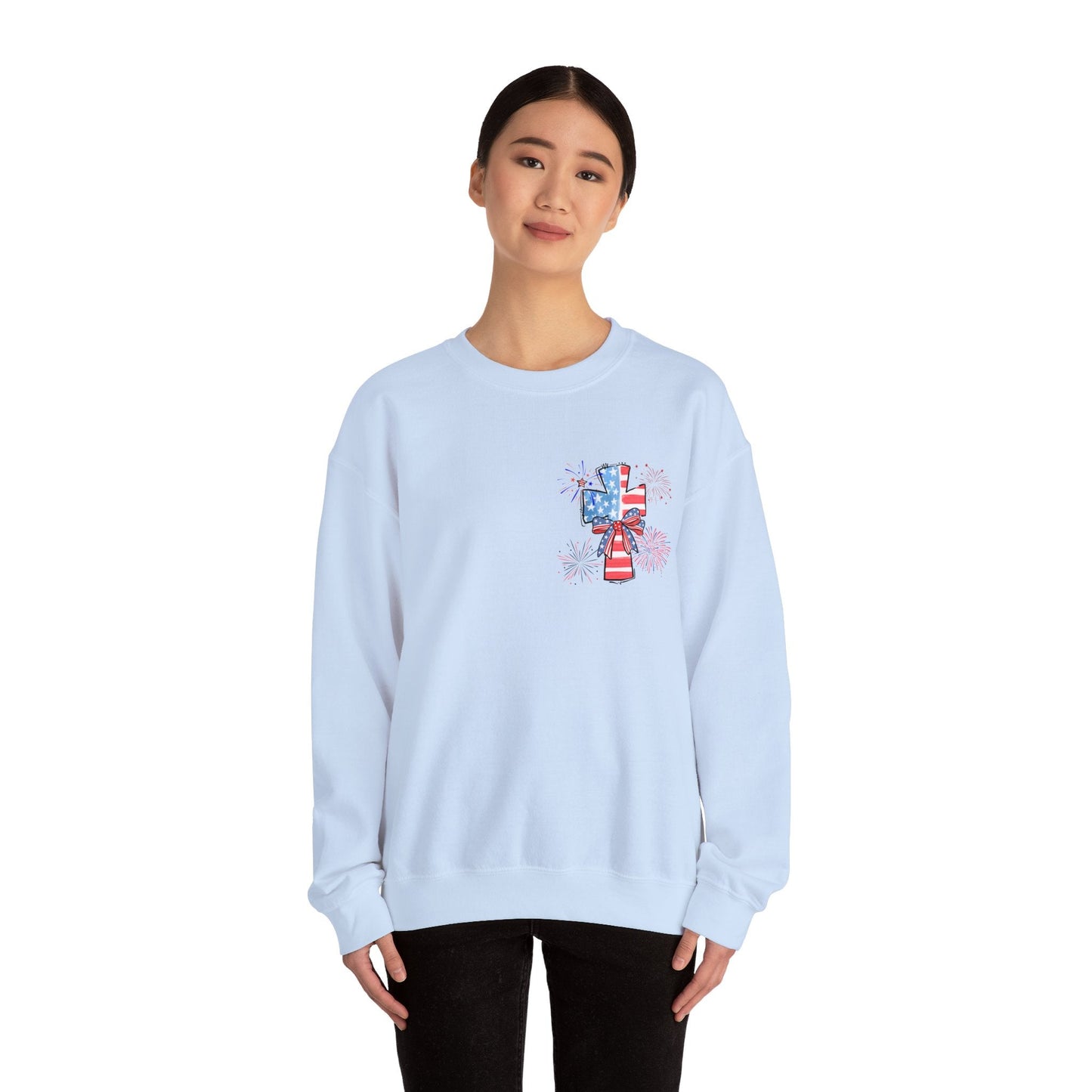 America Faith Cross Crewneck Sweatshirt - Nazareth Treasures