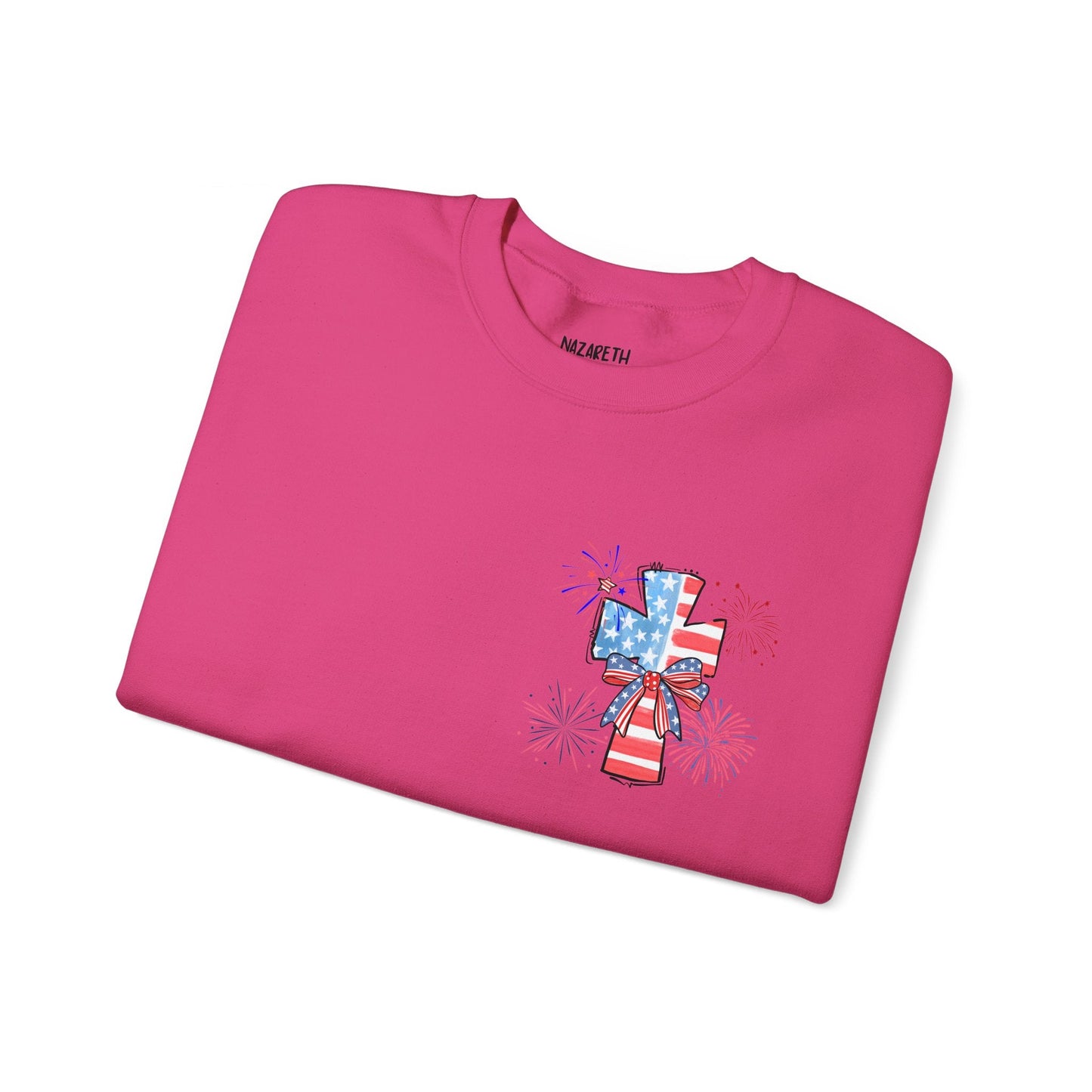 America Faith Cross Crewneck Sweatshirt - Nazareth Treasures