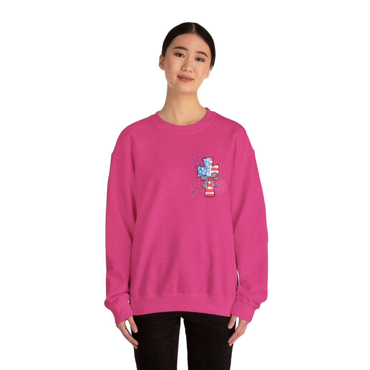 America Faith Cross Crewneck Sweatshirt - Nazareth Treasures