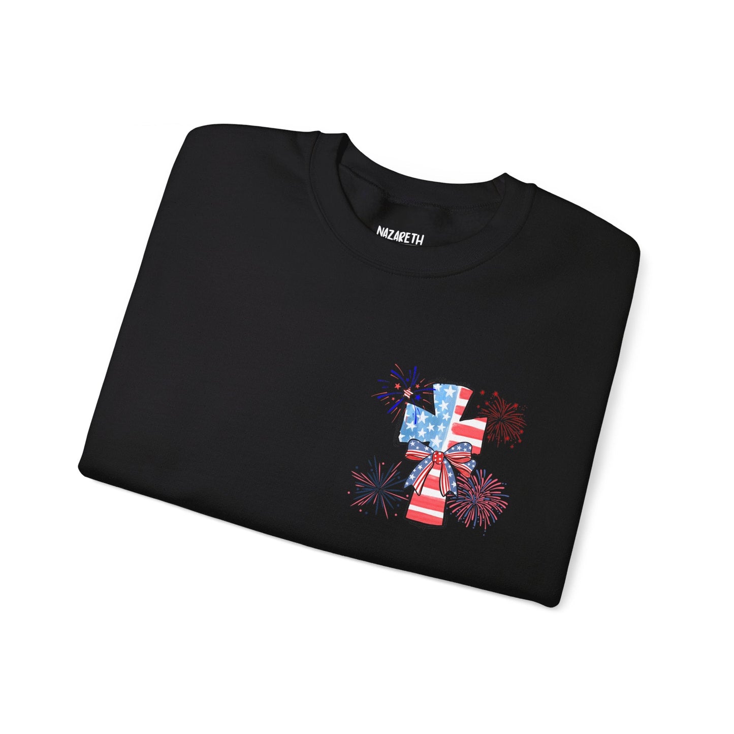America Faith Cross Crewneck Sweatshirt - Nazareth Treasures