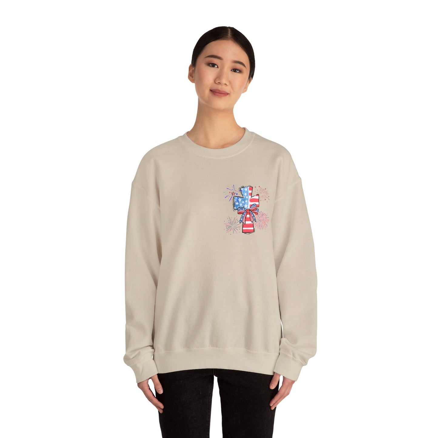 America Faith Cross Crewneck Sweatshirt - Nazareth Treasures
