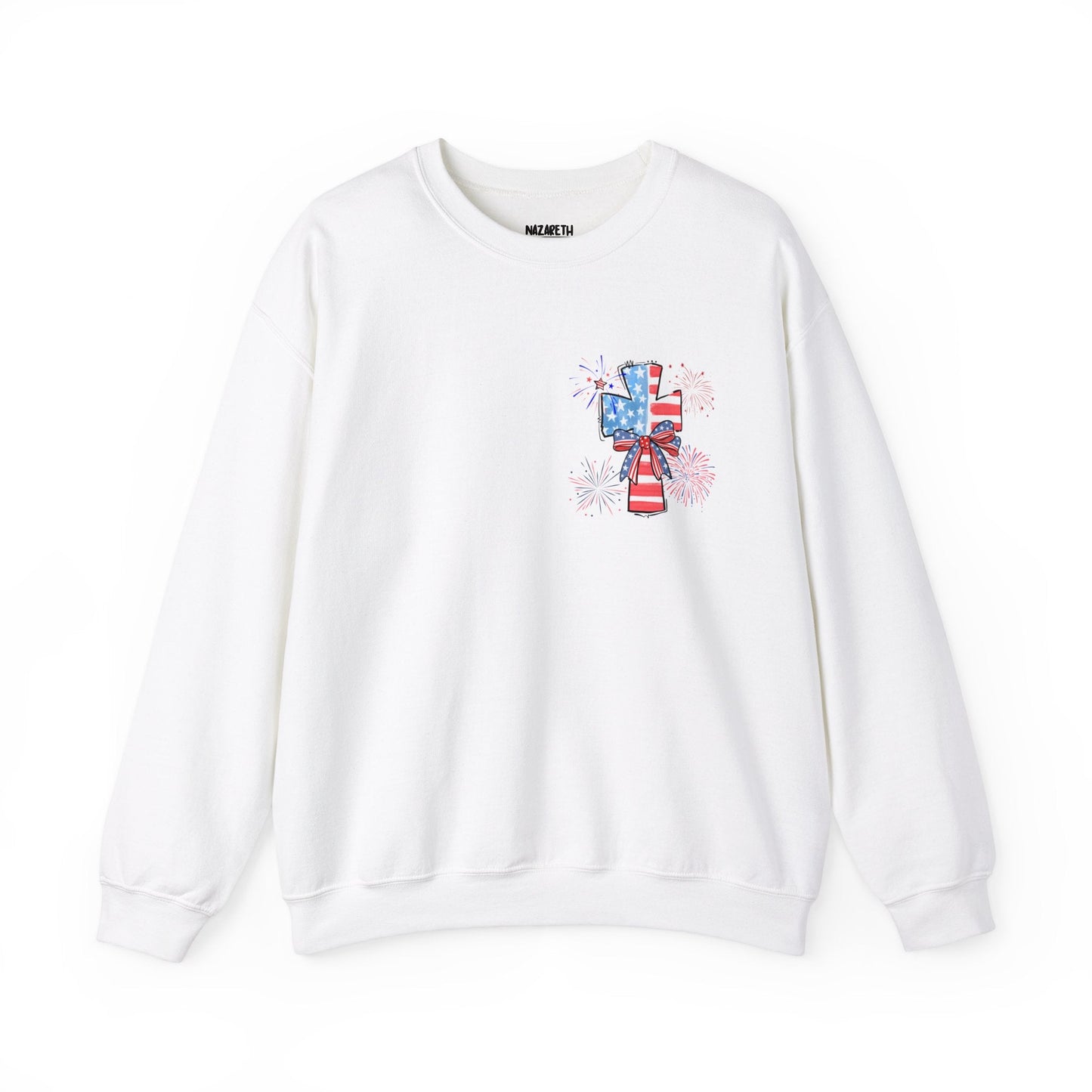 America Faith Cross Crewneck Sweatshirt - Nazareth Treasures
