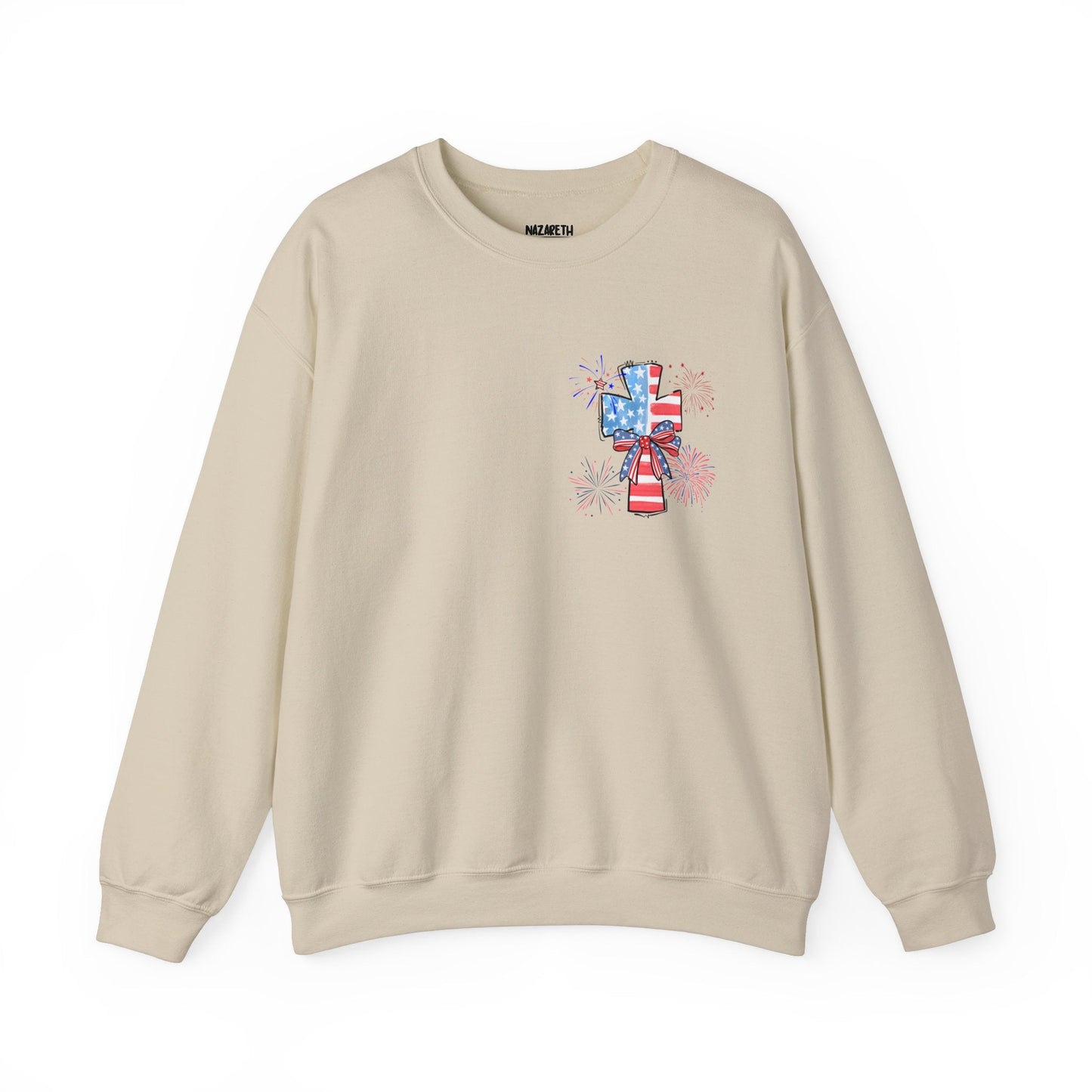 America Faith Cross Crewneck Sweatshirt - Nazareth Treasures