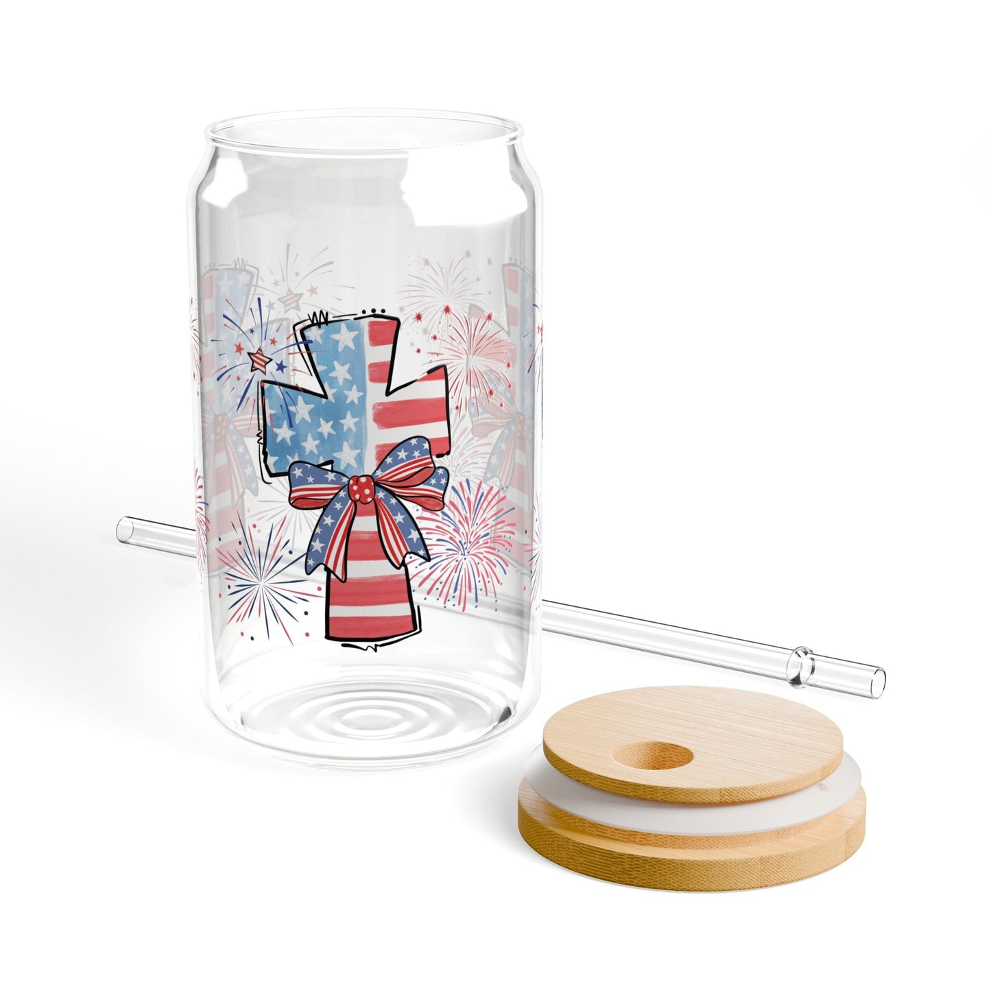 America Faith Cross Cup Glass, 16oz - Nazareth Treasures