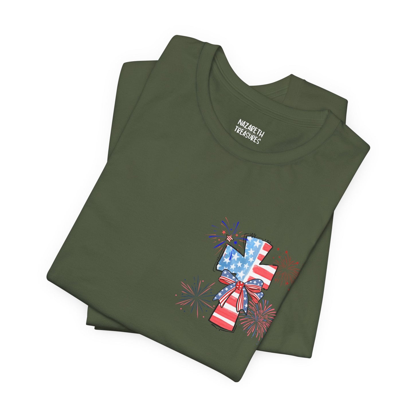 America Faith Cross T-Shirt - Nazareth Treasures