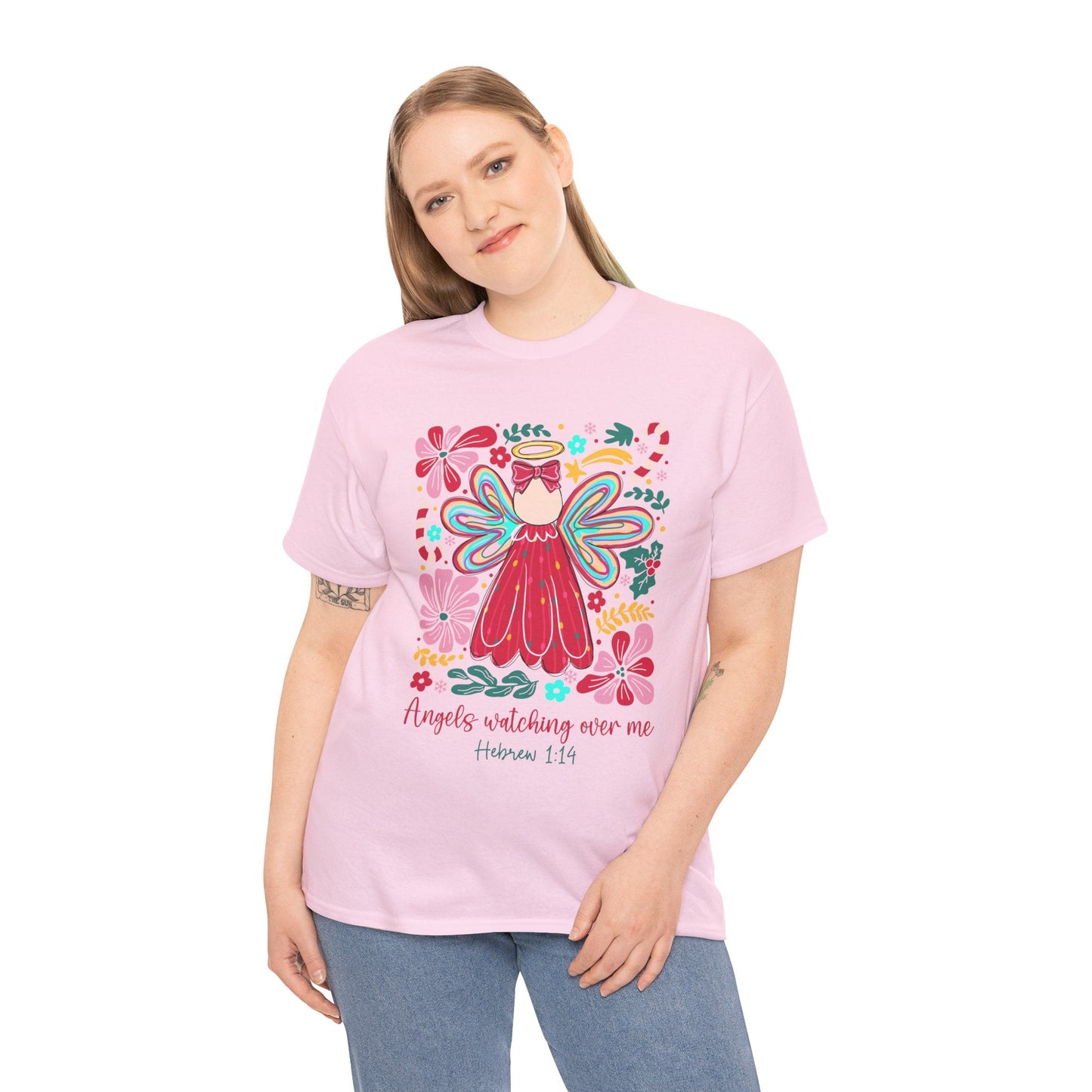 Angels Watching Over Me - Hebrews 1:14 Christmas T-shirt - Nazareth Treasures