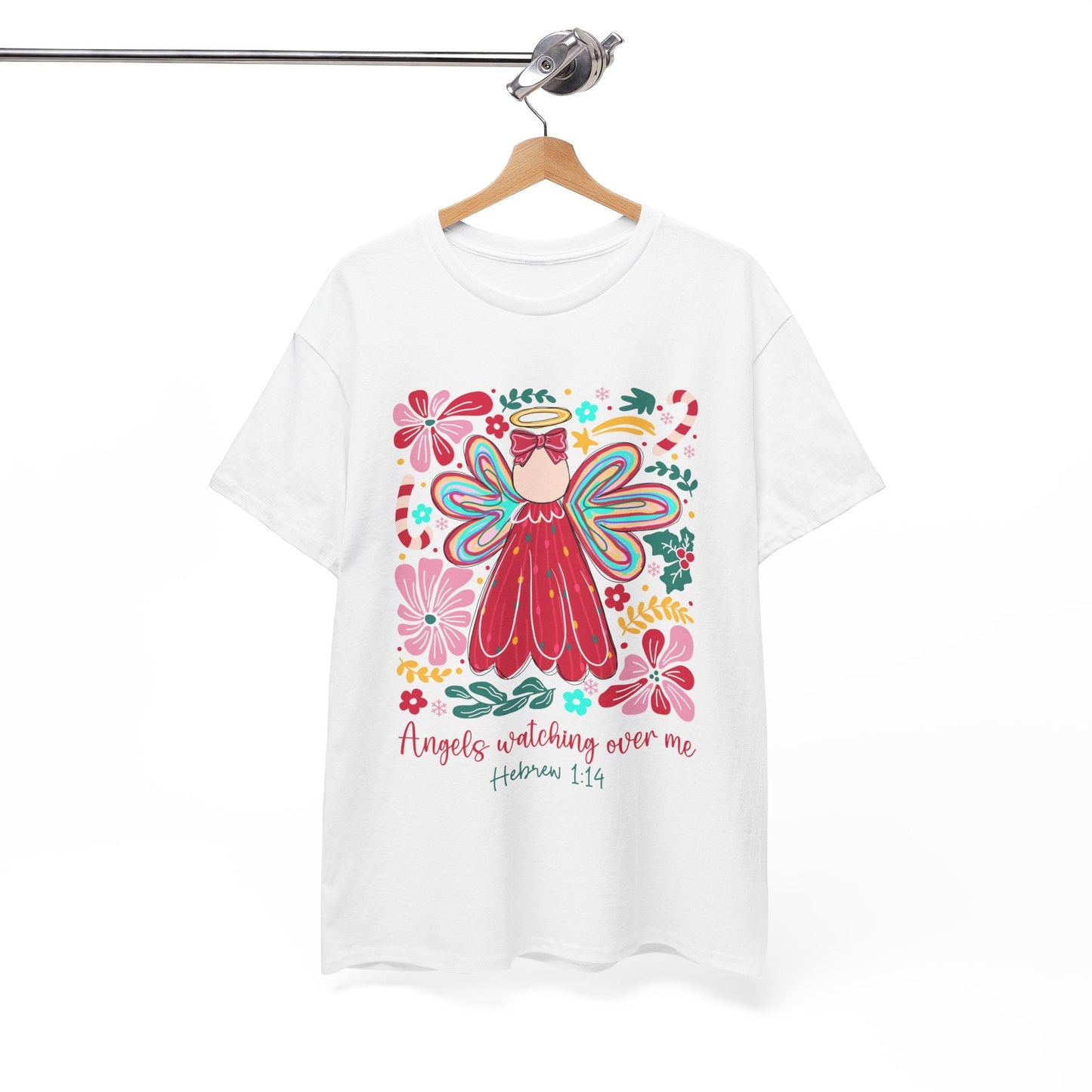 Angels Watching Over Me - Hebrews 1:14 Christmas T-shirt - Nazareth Treasures