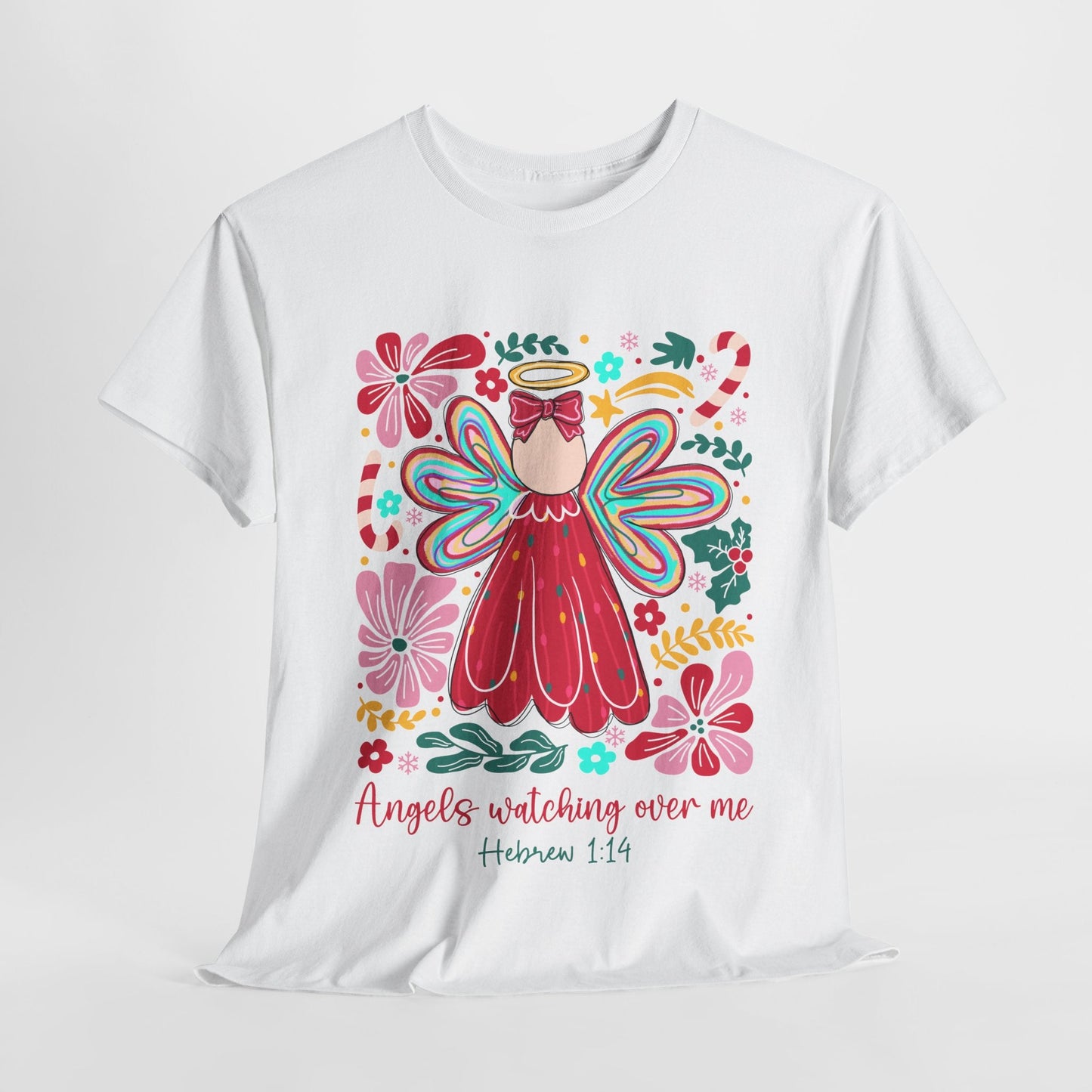 Angels Watching Over Me - Hebrews 1:14 Christmas T-shirt - Nazareth Treasures