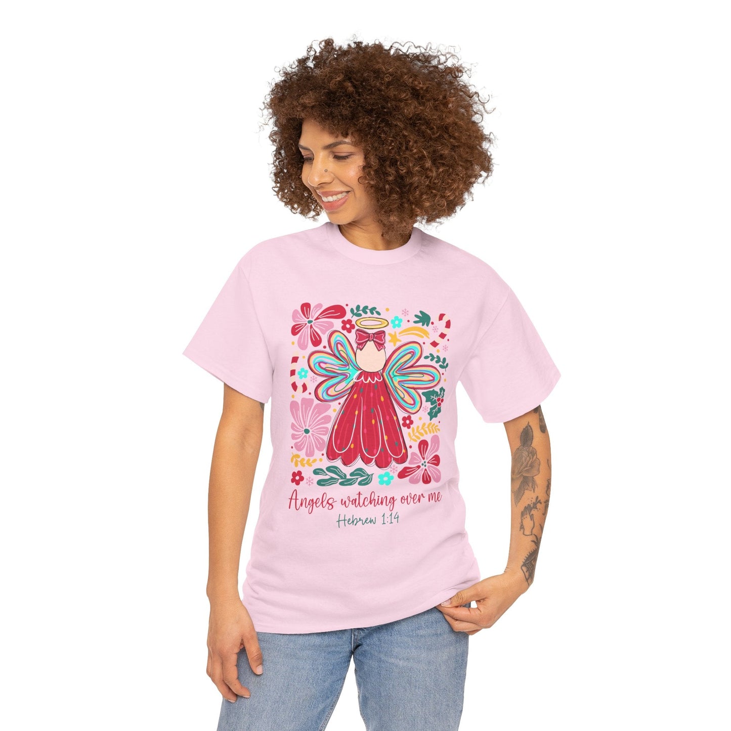 Angels Watching Over Me - Hebrews 1:14 Christmas T-shirt - Nazareth Treasures