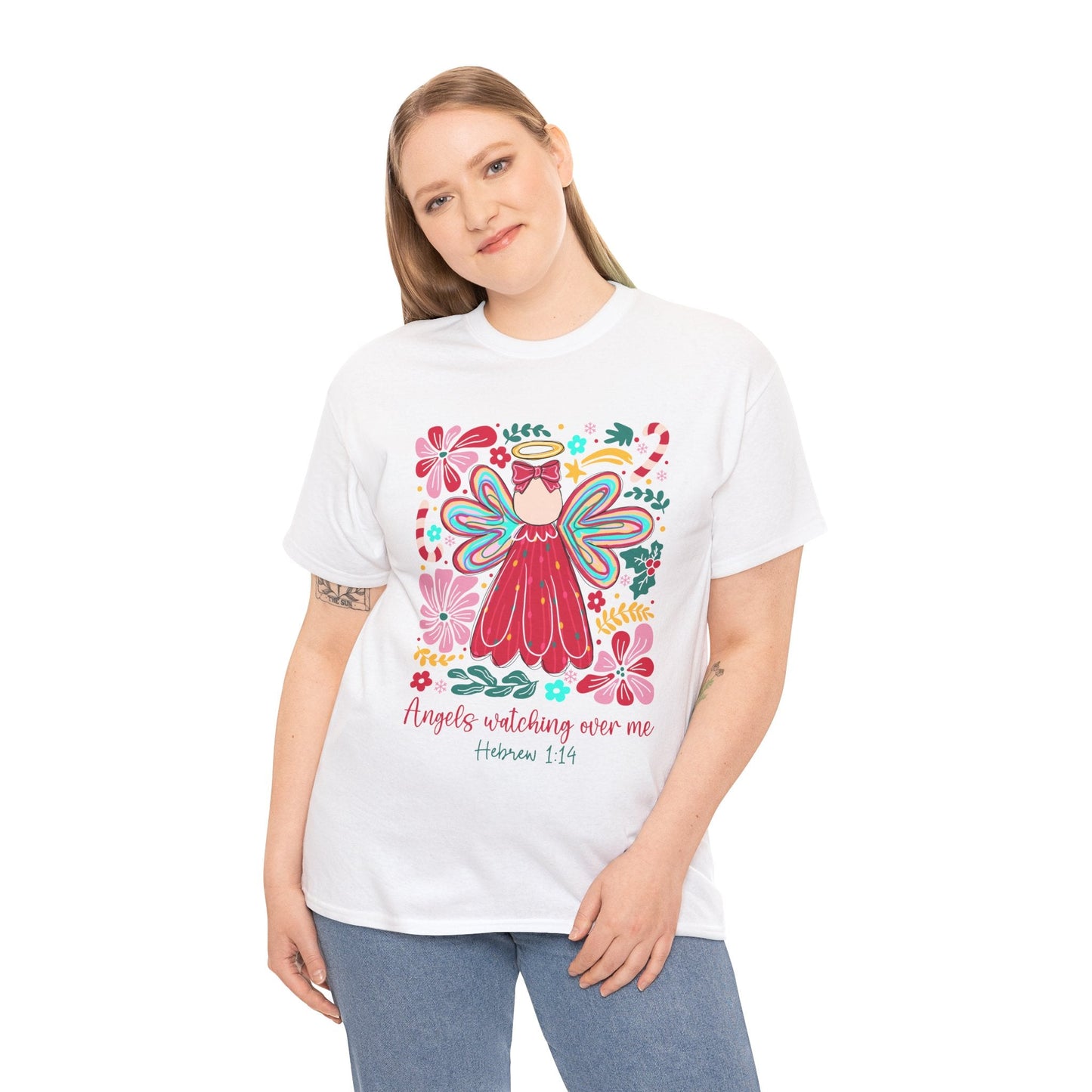 Angels Watching Over Me - Hebrews 1:14 Christmas T-shirt - Nazareth Treasures