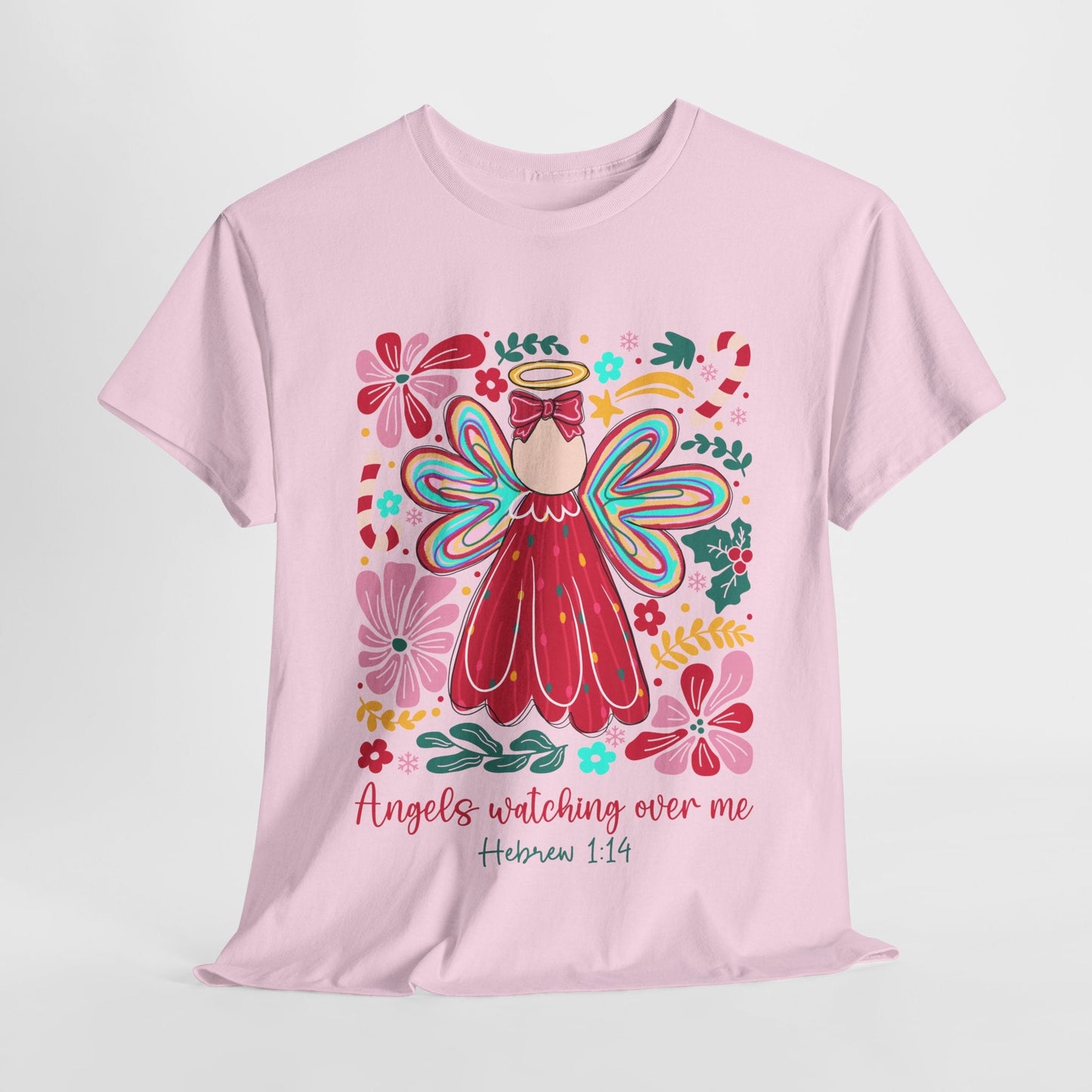 Angels Watching Over Me - Hebrews 1:14 Christmas T-shirt - Nazareth Treasures