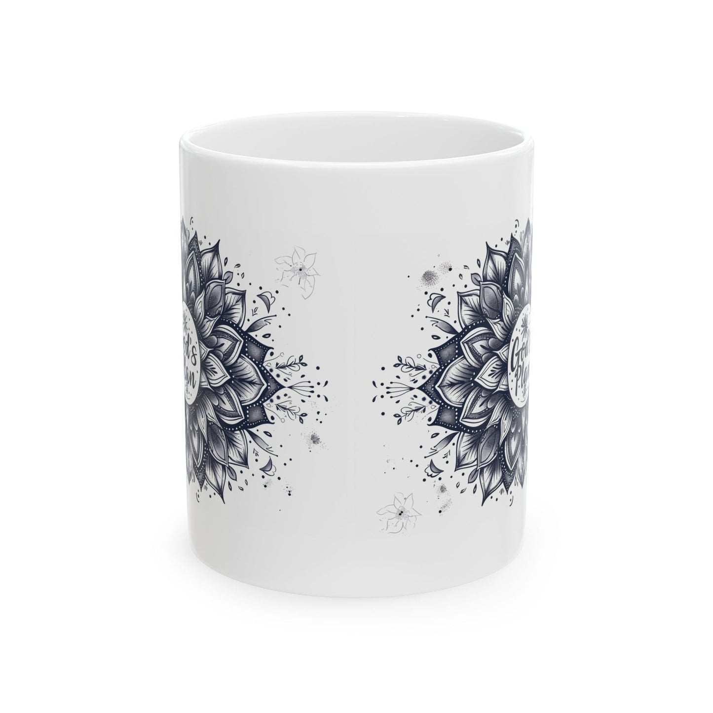 God's Plan, Mandala Leaves - Ceramic Mug, 11oz - Mug - Nazareth Treasures