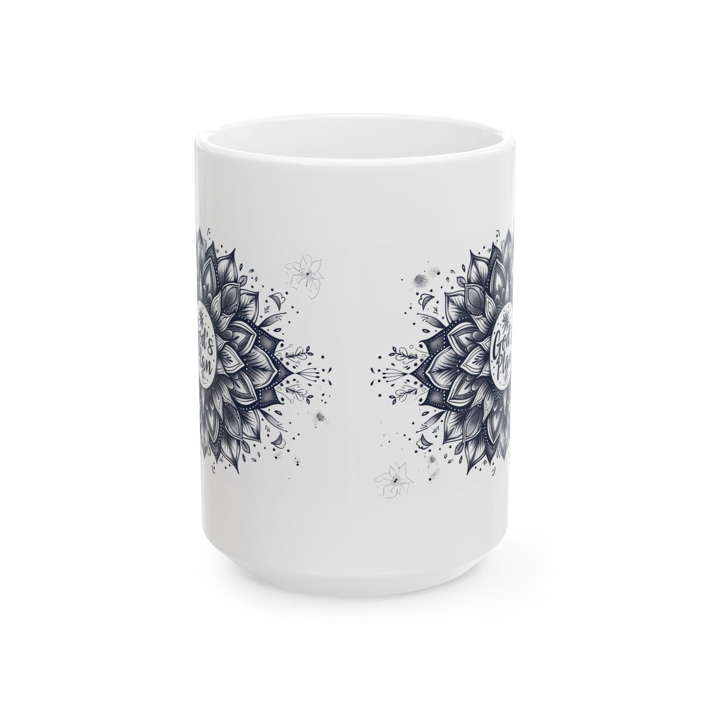 God's Plan, Mandala Leaves - Ceramic Mug, 11oz - Mug - Nazareth Treasures