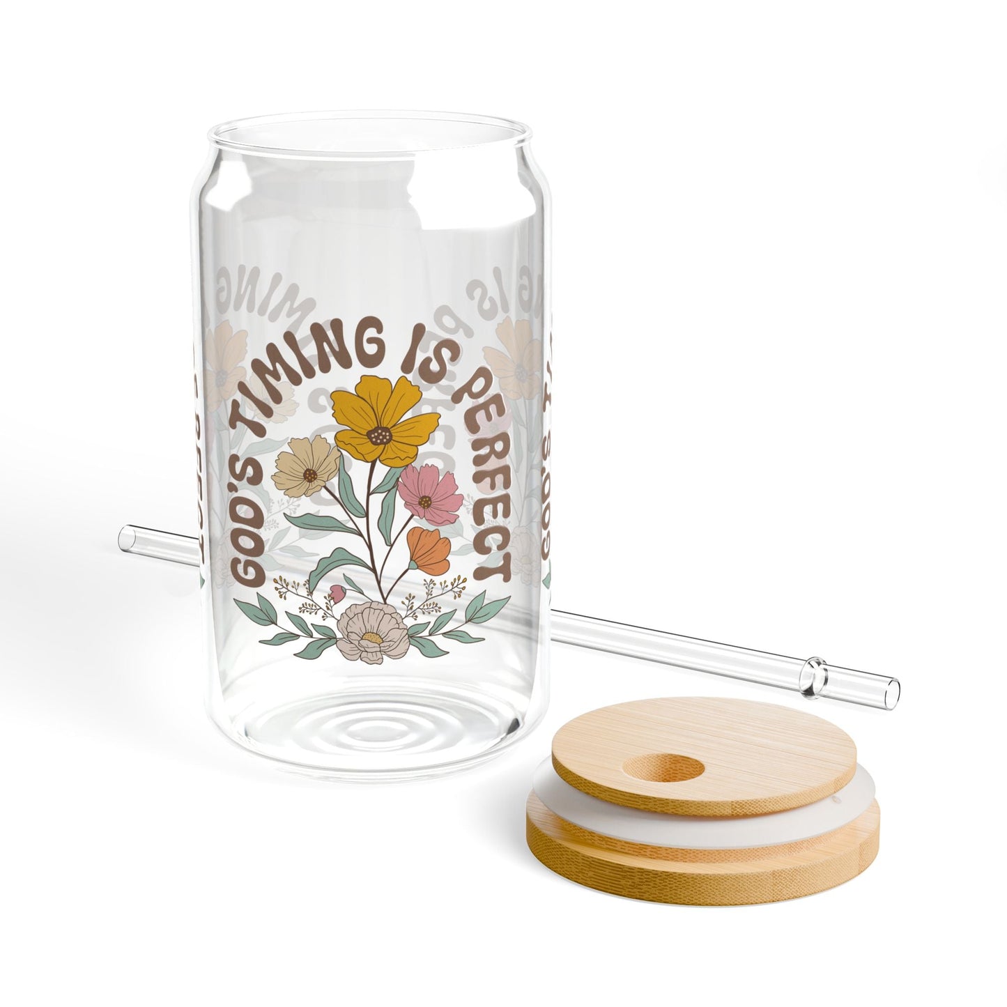 God's Timing Is Perfect Cup Glass, 16oz - Mug - Nazareth Treasures