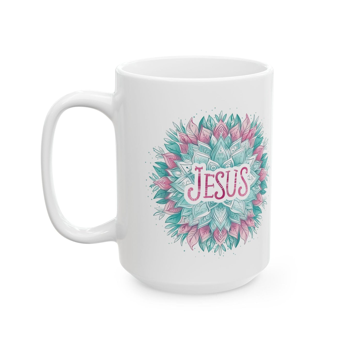 Jesus , Mandala Leaves - Mug - Mug - Nazareth Treasures