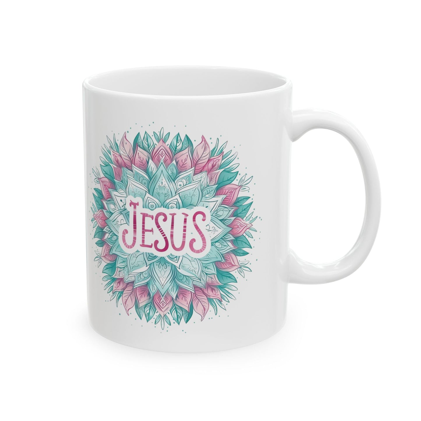Jesus , Mandala Leaves - Mug - Mug - Nazareth Treasures