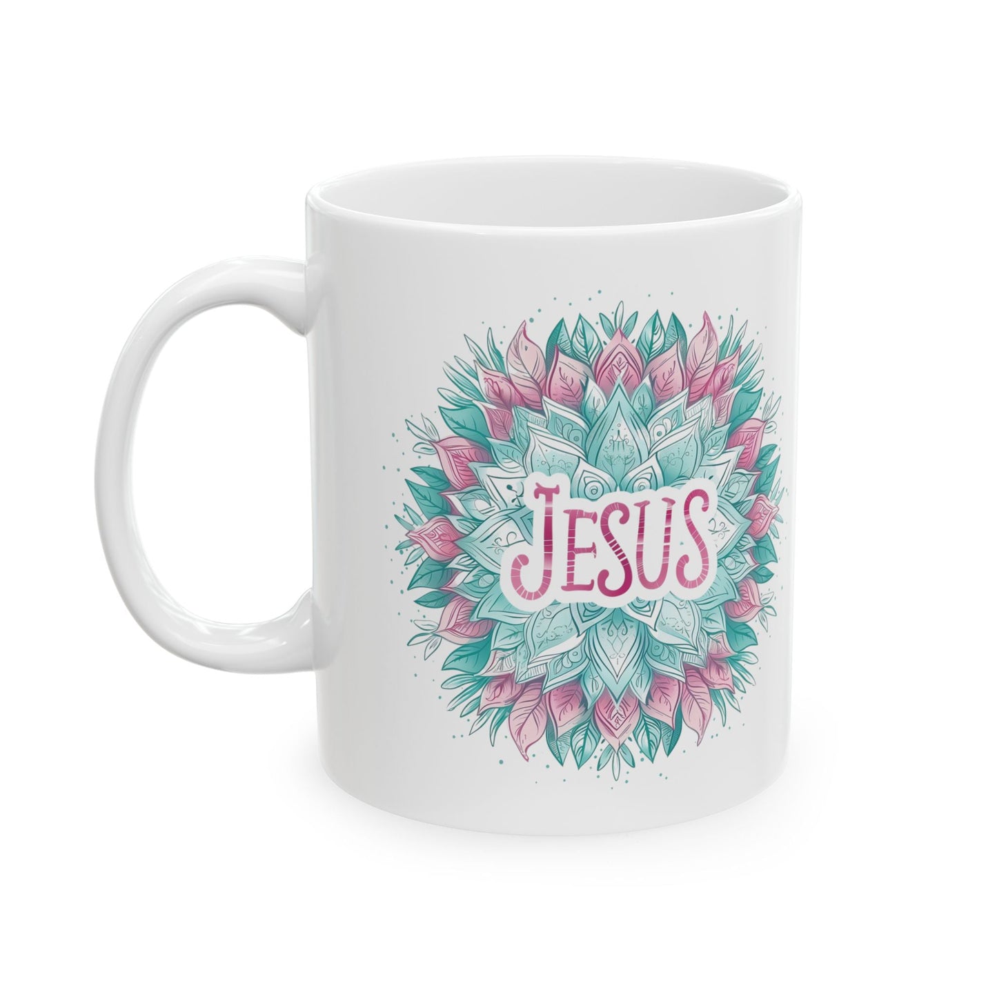 Jesus , Mandala Leaves - Mug - Mug - Nazareth Treasures