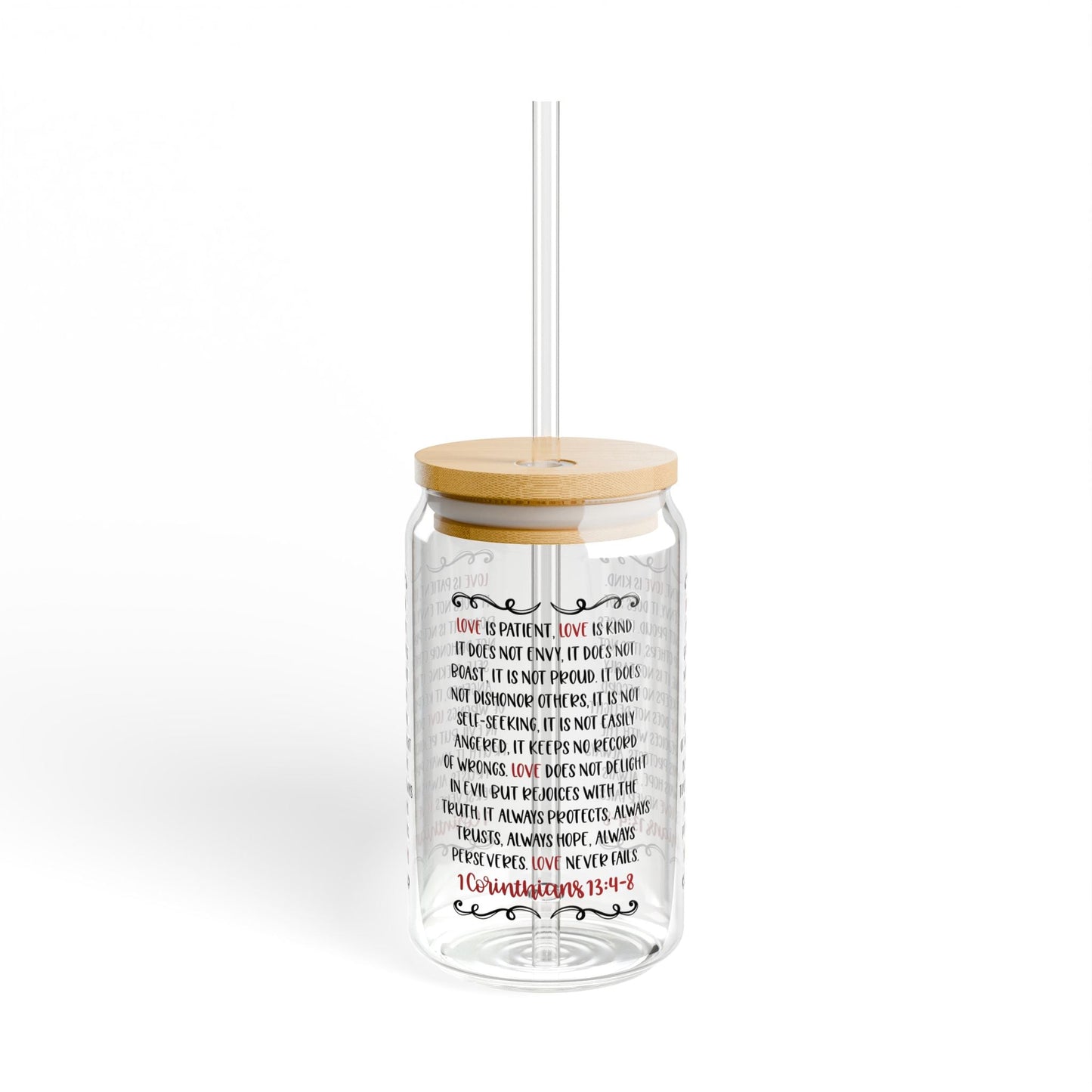 Love Is Patient Love Is Kind Cup Glass, 16oz - Mug - Nazareth Treasures