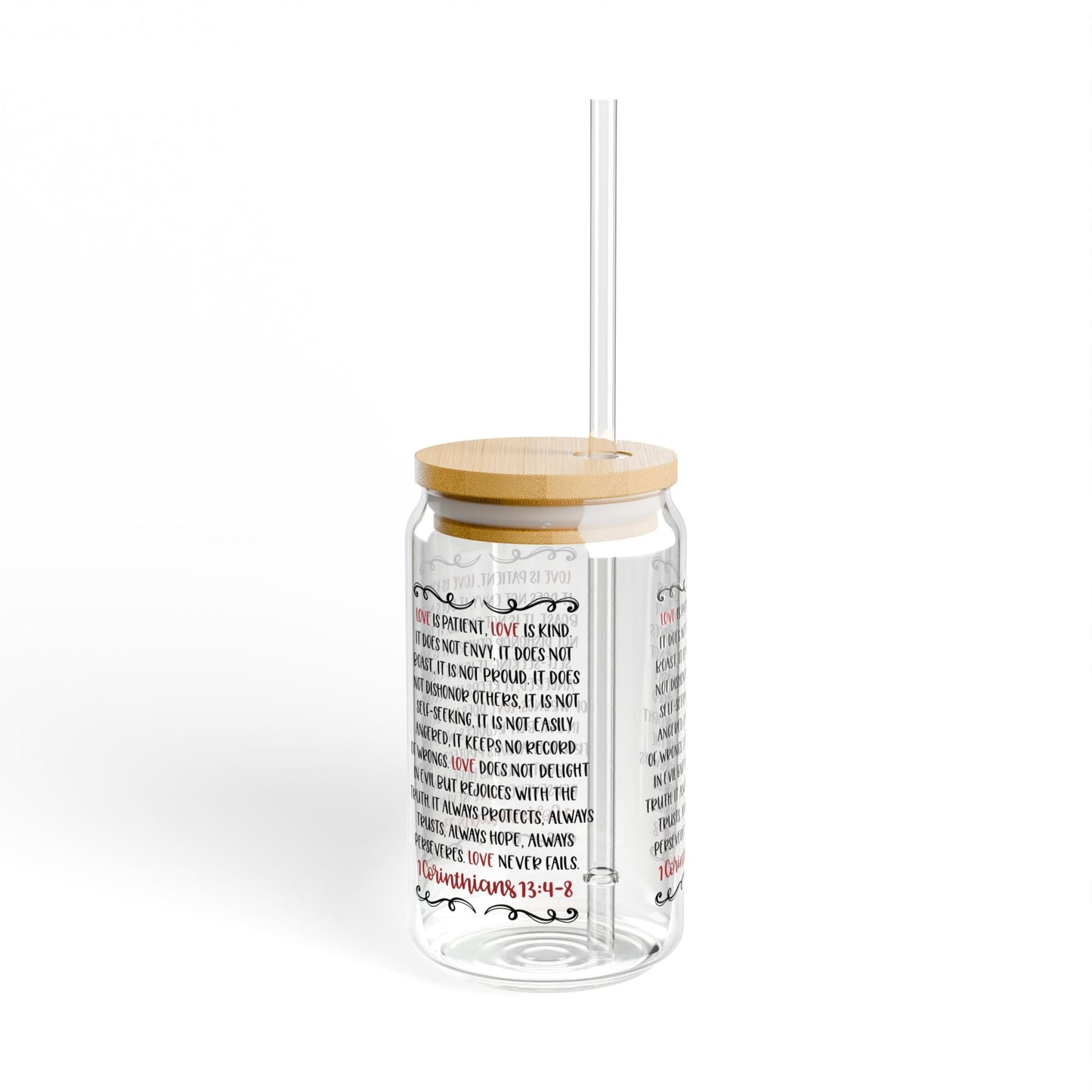 Love Is Patient Love Is Kind Cup Glass, 16oz - Mug - Nazareth Treasures