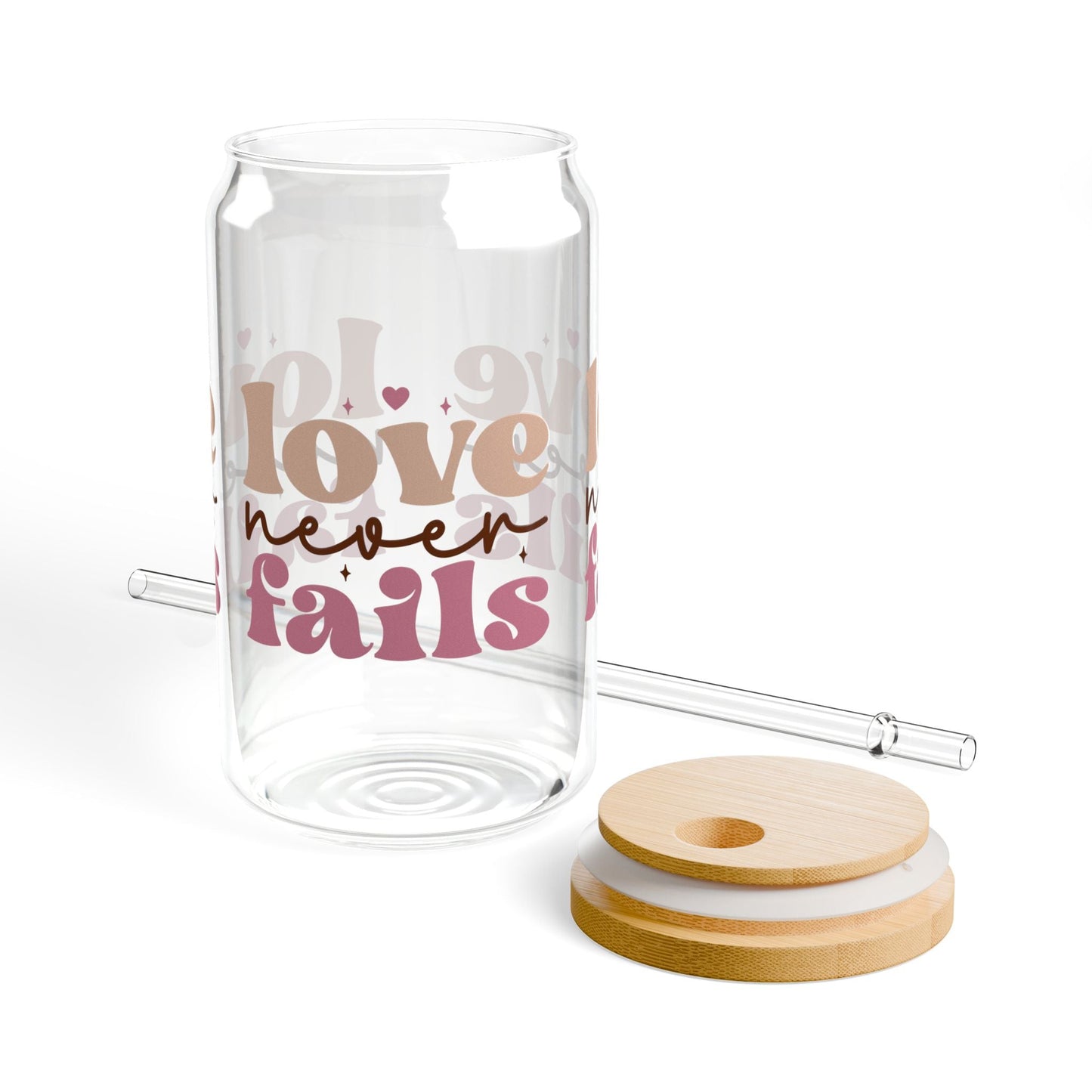 Love Never Fails Cup Glass, 16oz - Mug - Nazareth Treasures