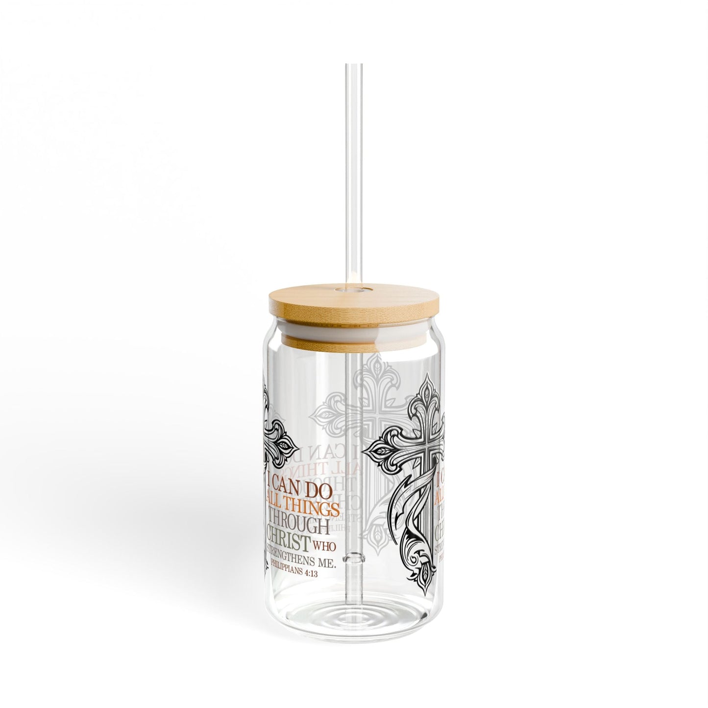 Philippians 4:13 Cup Glass, 16oz - Mug - Nazareth Treasures