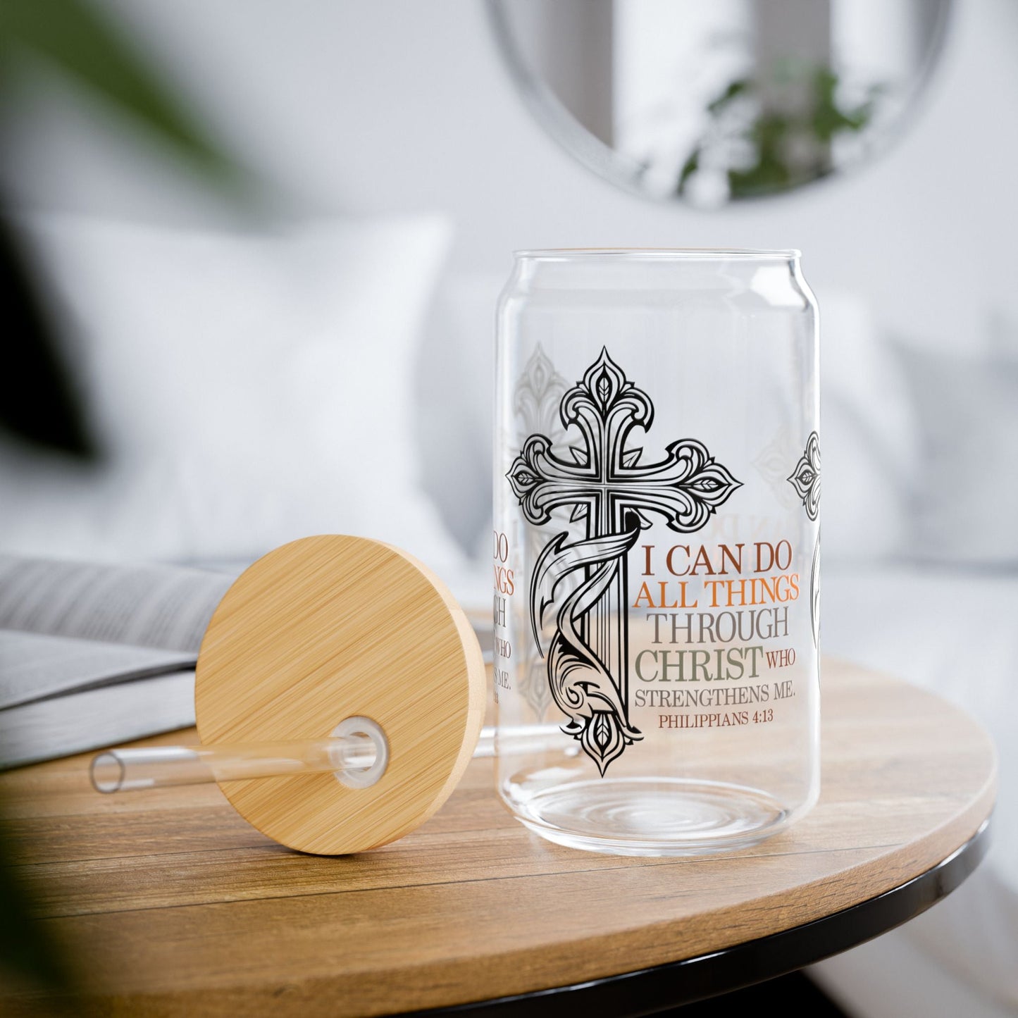 Philippians 4:13 Cup Glass, 16oz - Mug - Nazareth Treasures