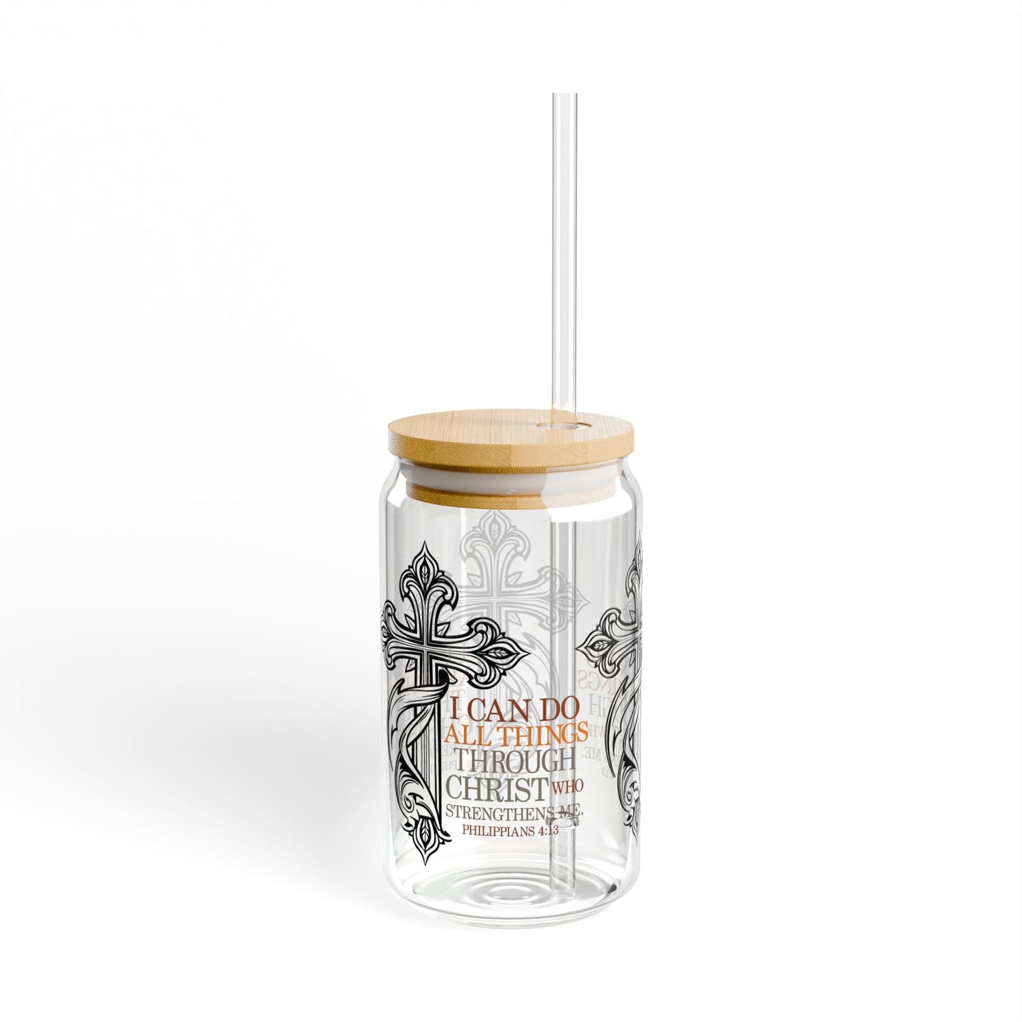 Philippians 4:13 Cup Glass, 16oz - Mug - Nazareth Treasures