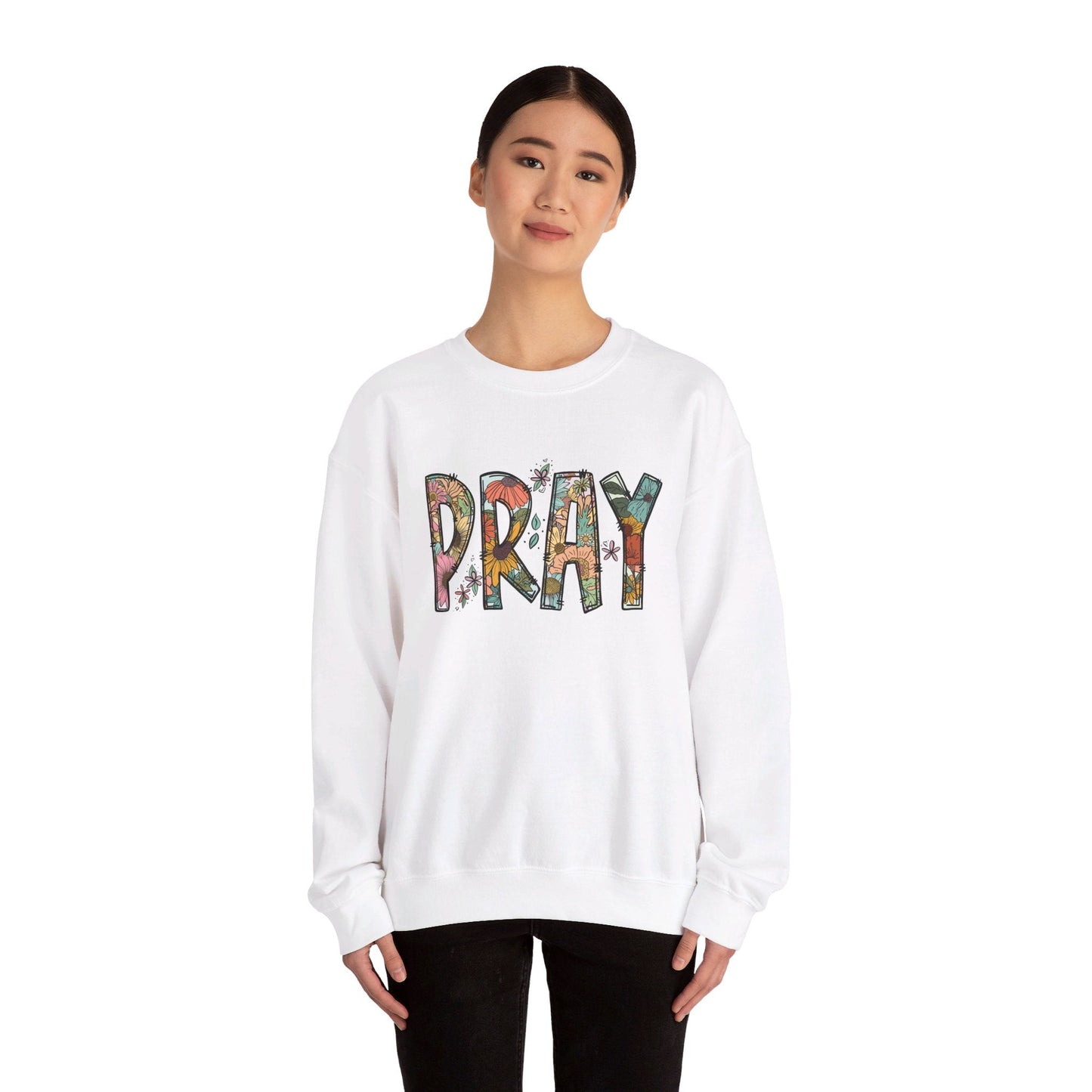 Pray Flowers Boho Sweatshirt - Sweatshirt - Nazareth Treasures