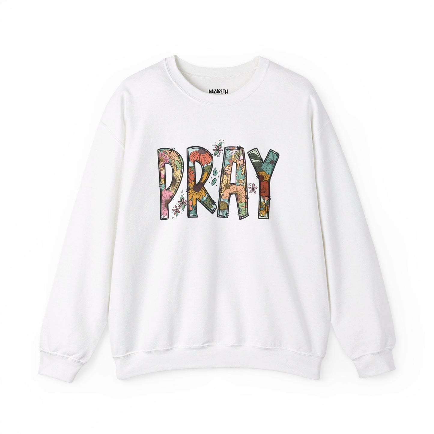 Pray Flowers Boho Sweatshirt - Sweatshirt - Nazareth Treasures
