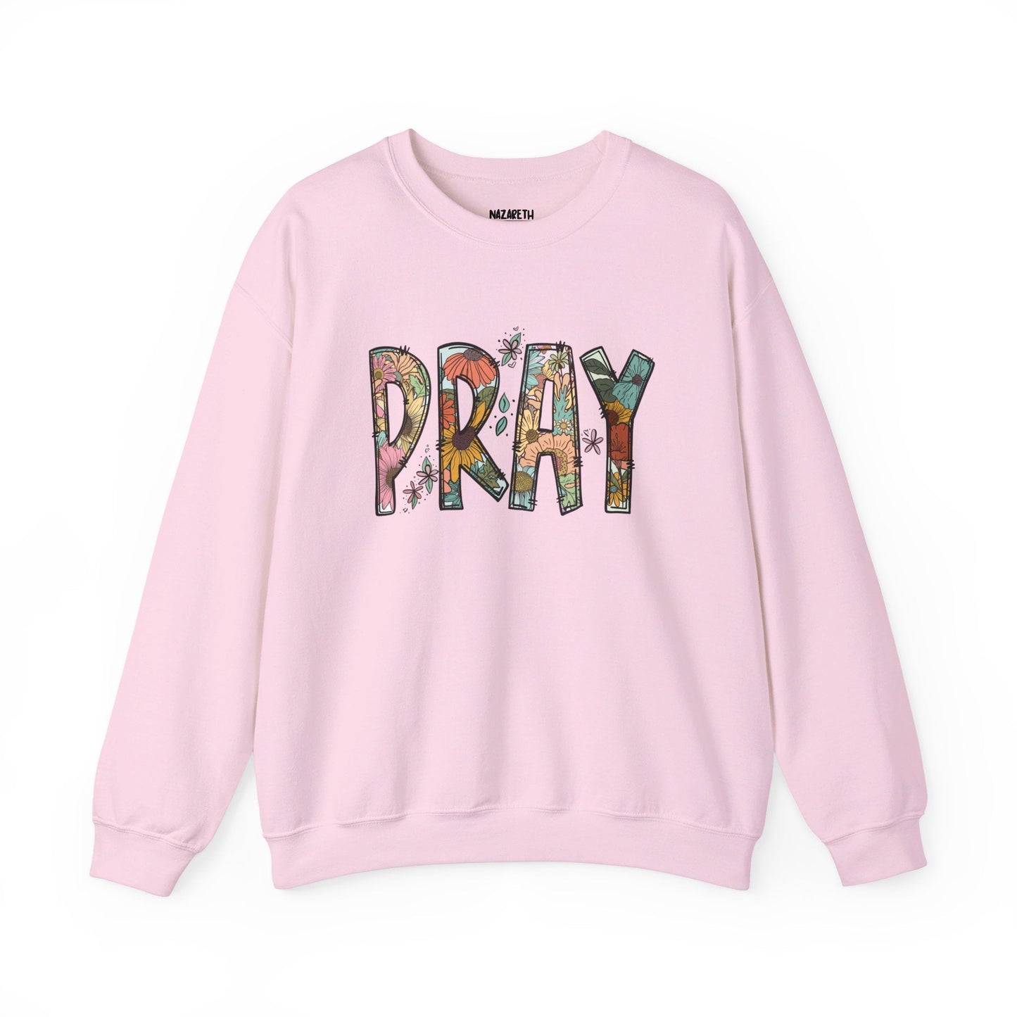 Pray Flowers Boho Sweatshirt - Sweatshirt - Nazareth Treasures