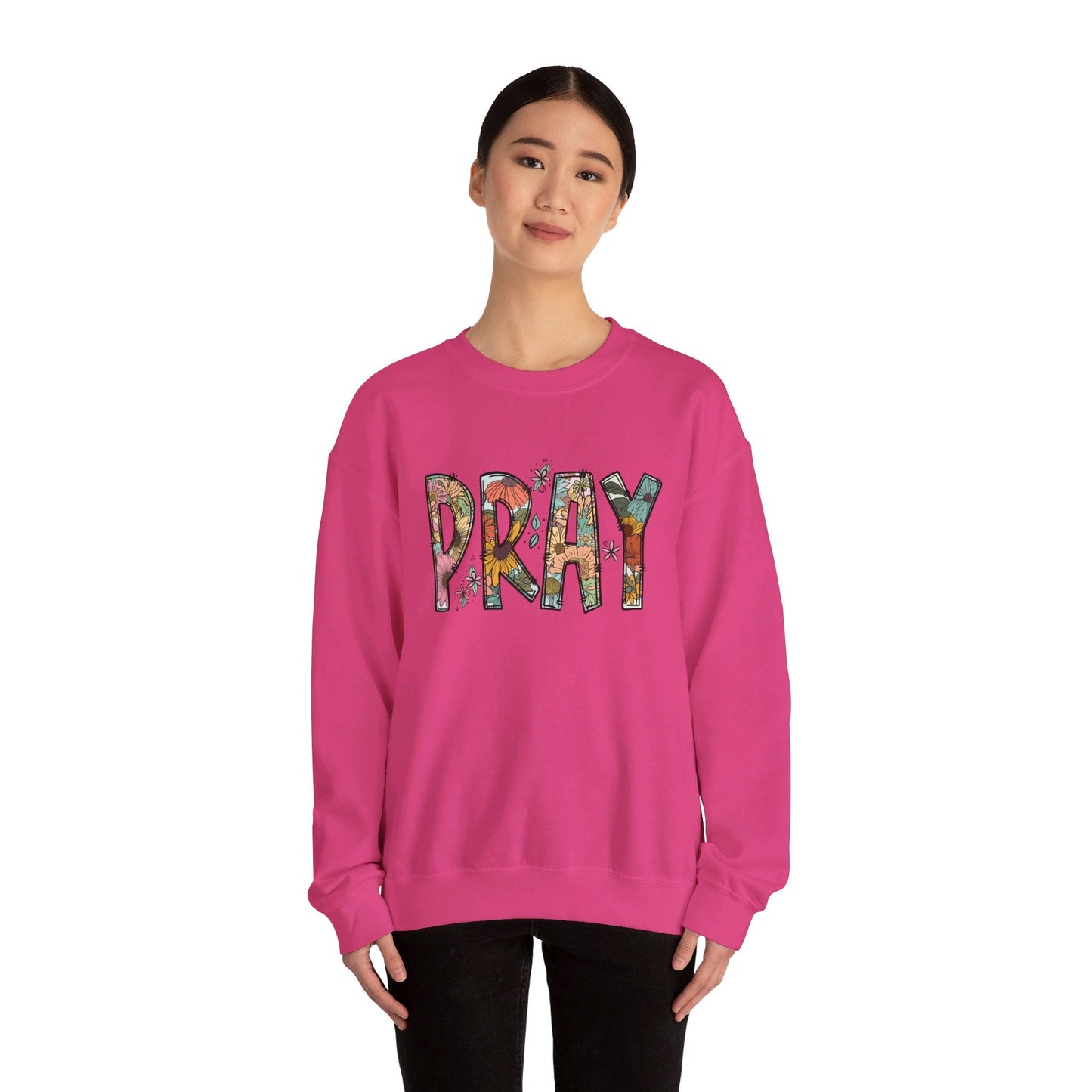 Pray Flowers Boho Sweatshirt - Sweatshirt - Nazareth Treasures