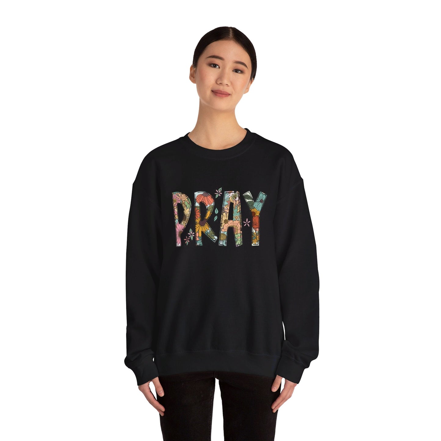 Pray Flowers Boho Sweatshirt - Sweatshirt - Nazareth Treasures