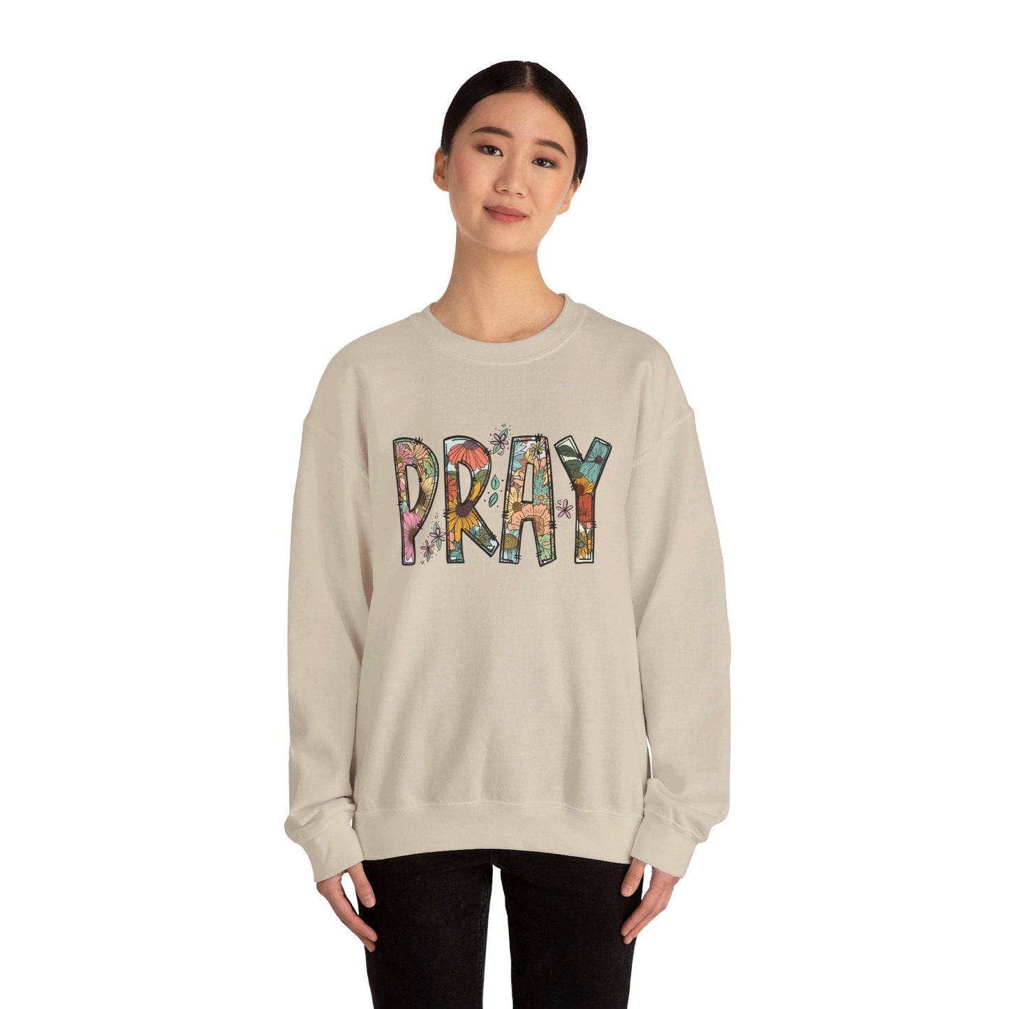 Pray Flowers Boho Sweatshirt - Sweatshirt - Nazareth Treasures