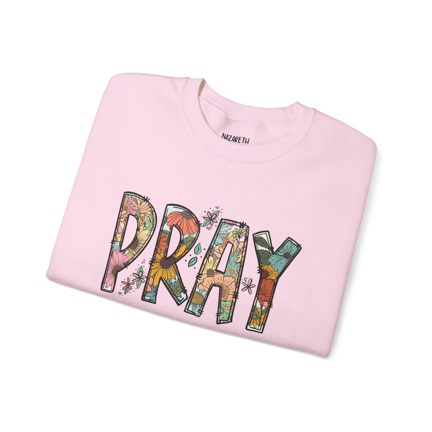 Pray Flowers Boho Sweatshirt - Sweatshirt - Nazareth Treasures