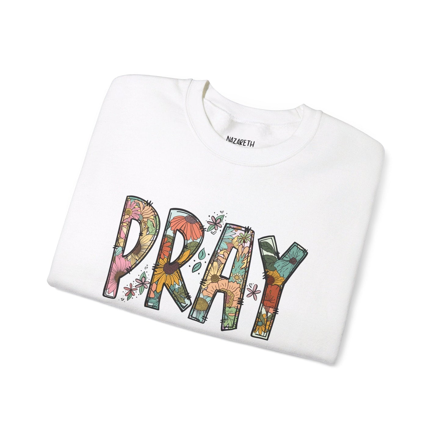 Pray Flowers Boho Sweatshirt - Sweatshirt - Nazareth Treasures