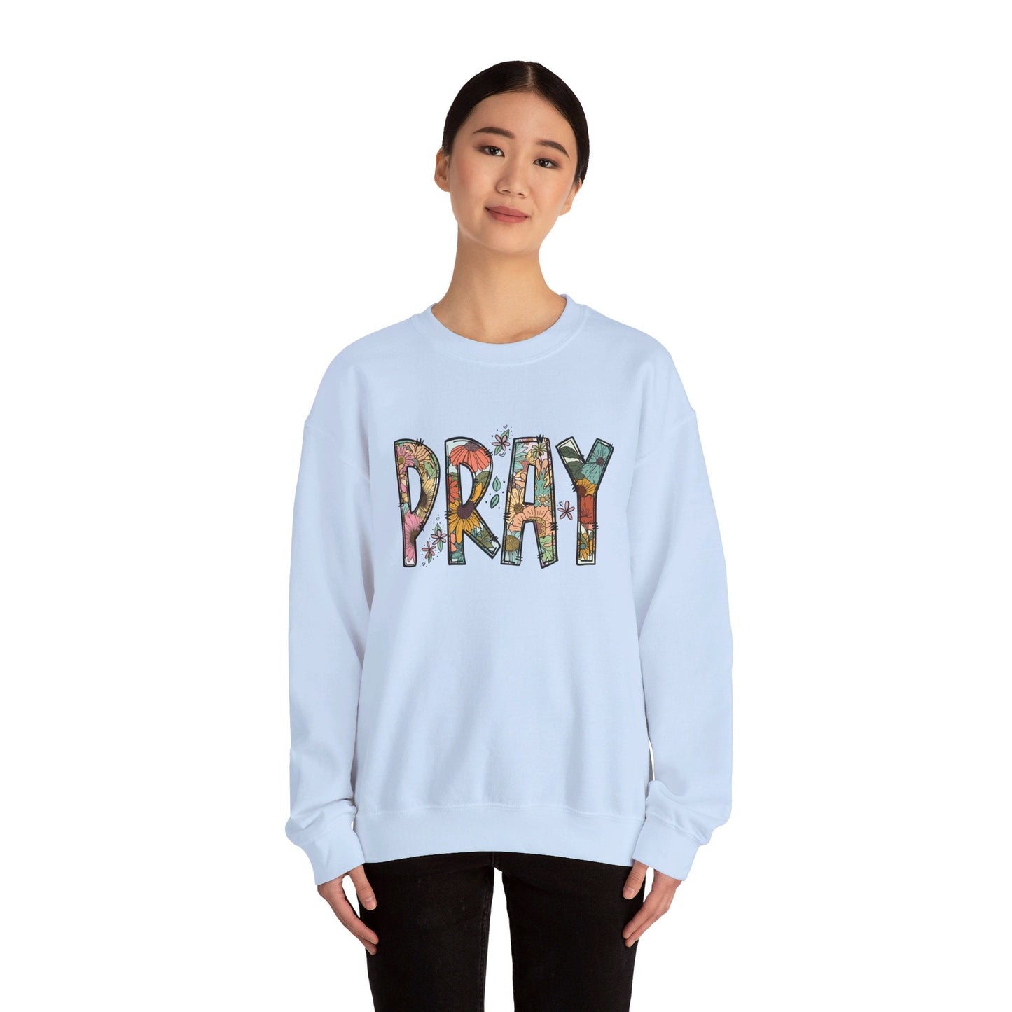 Pray Flowers Boho Sweatshirt - Sweatshirt - Nazareth Treasures