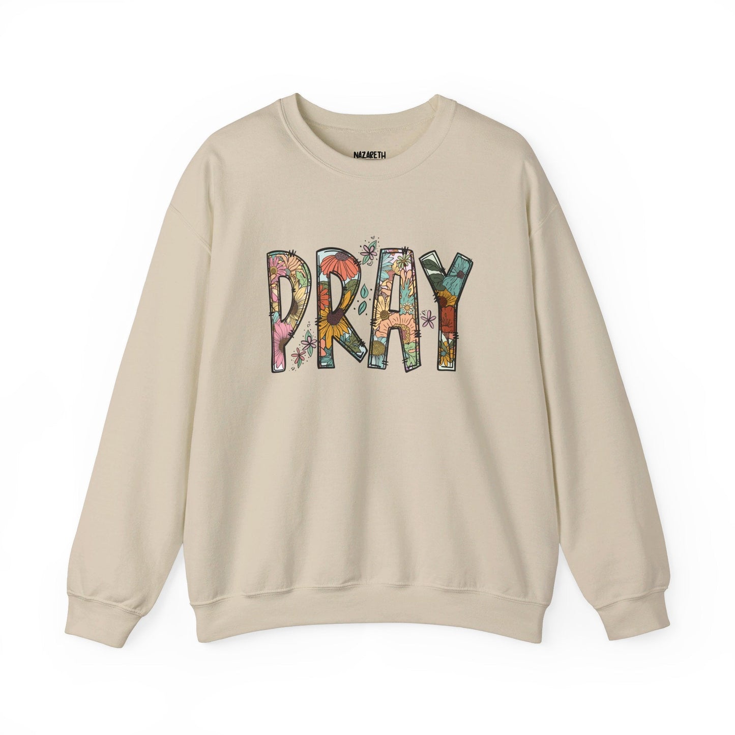 Pray Flowers Boho Sweatshirt - Sweatshirt - Nazareth Treasures