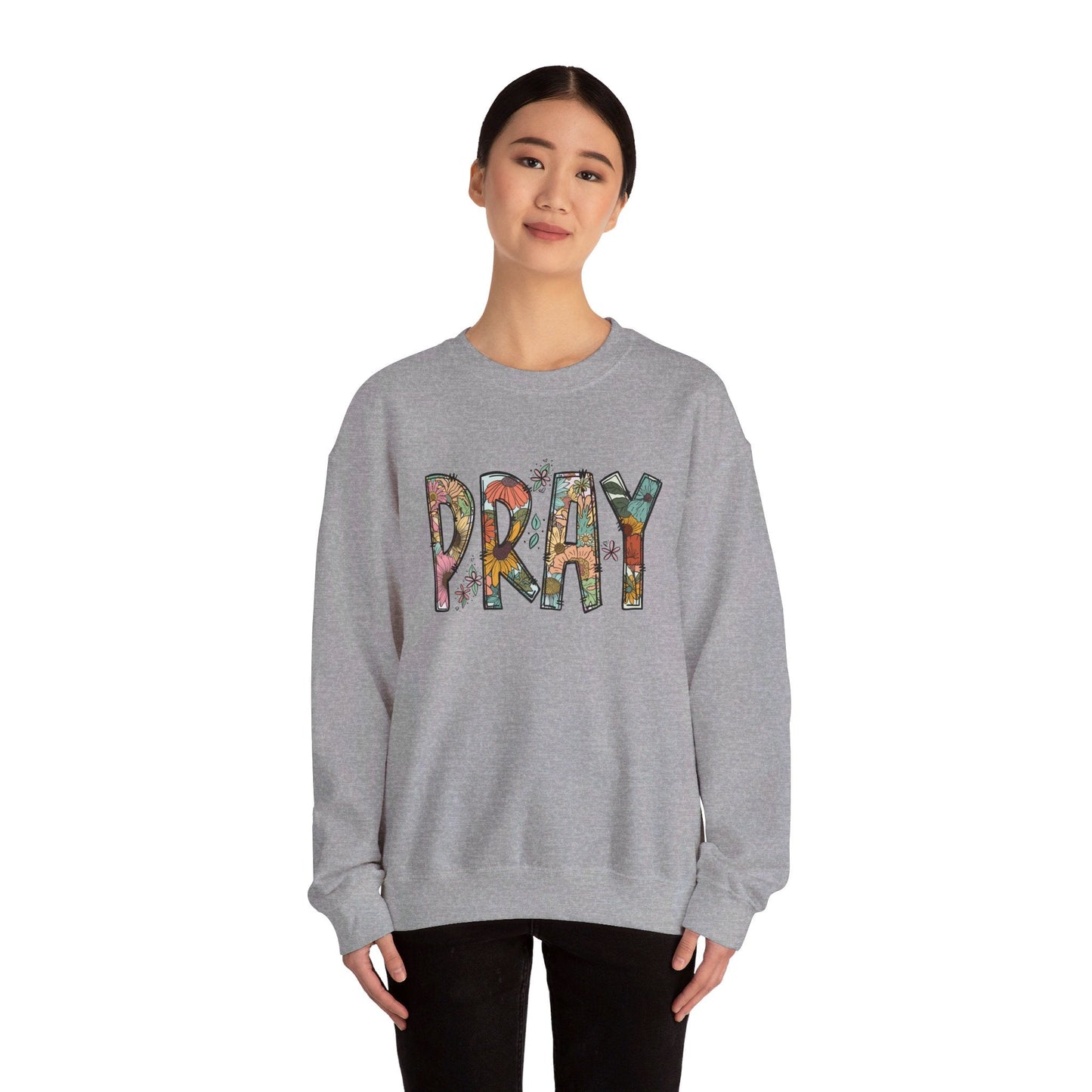 Pray Flowers Boho Sweatshirt - Sweatshirt - Nazareth Treasures