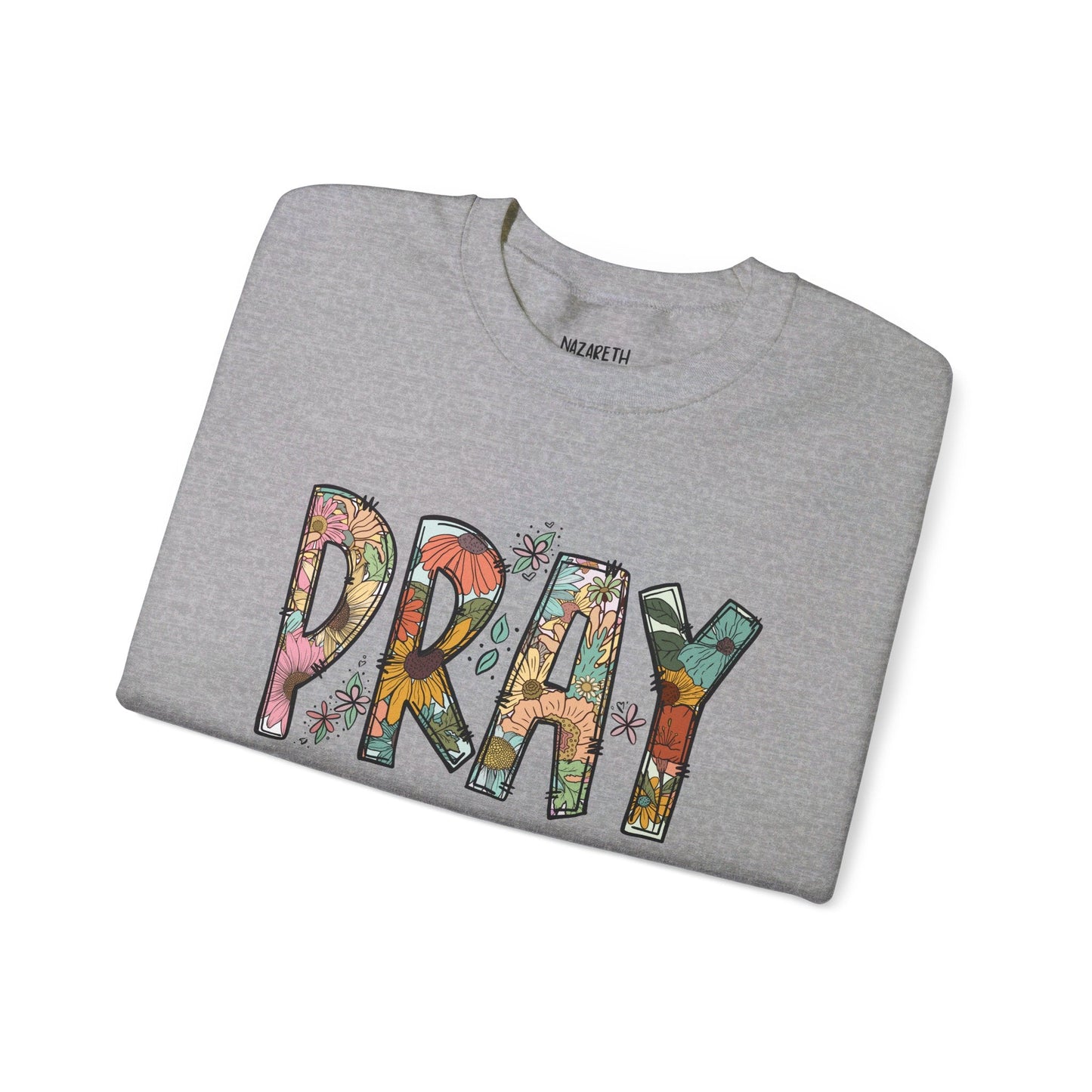 Pray Flowers Boho Sweatshirt - Sweatshirt - Nazareth Treasures
