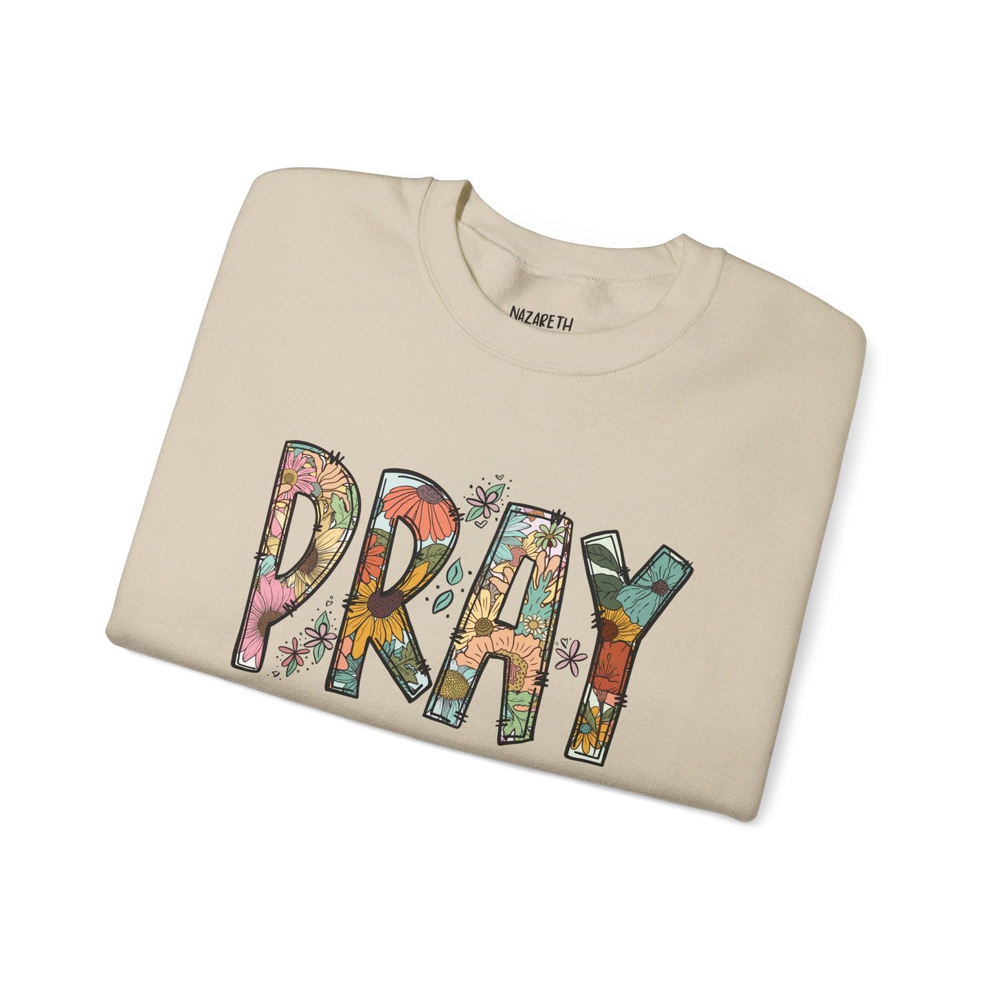 Pray Flowers Boho Sweatshirt - Sweatshirt - Nazareth Treasures