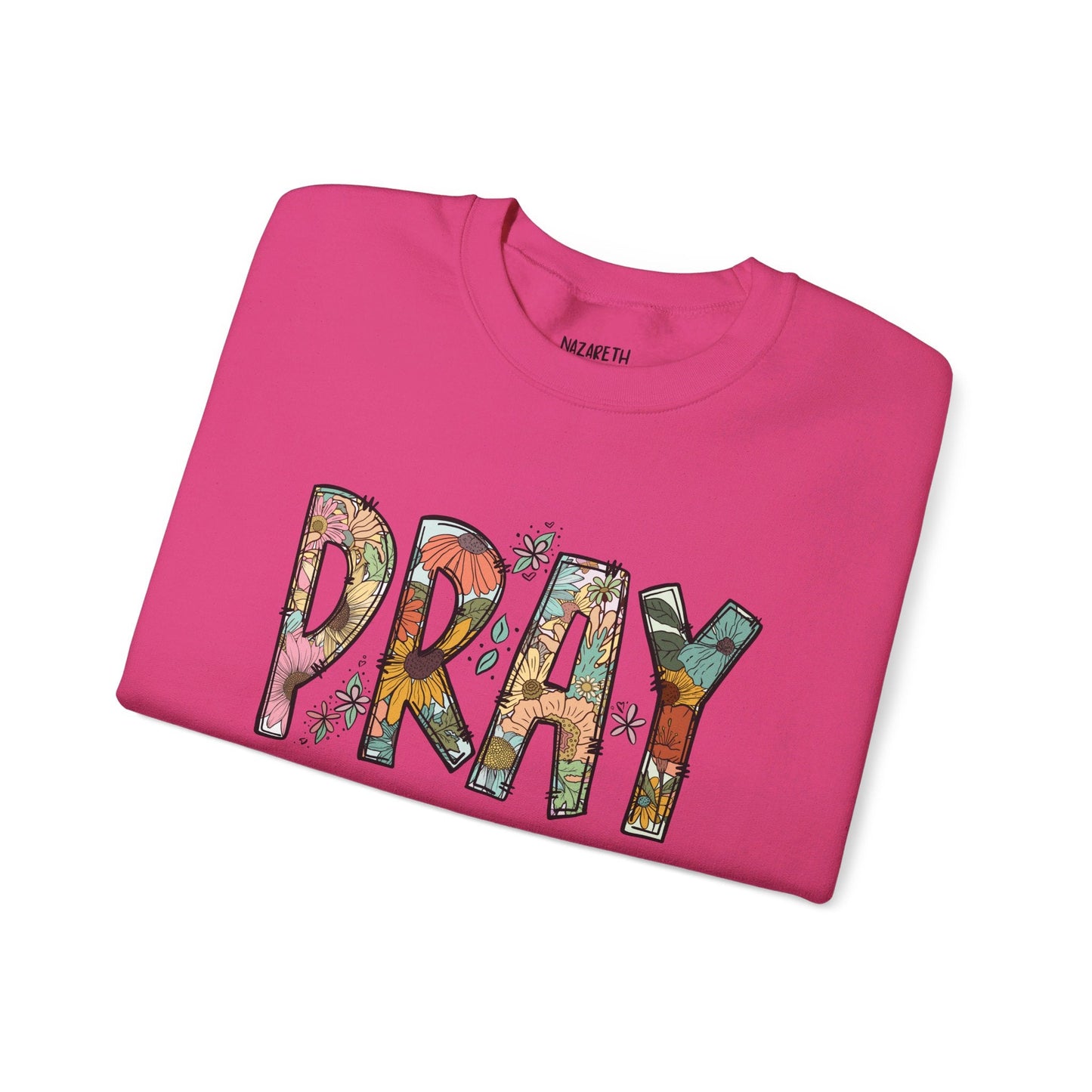 Pray Flowers Boho Sweatshirt - Sweatshirt - Nazareth Treasures