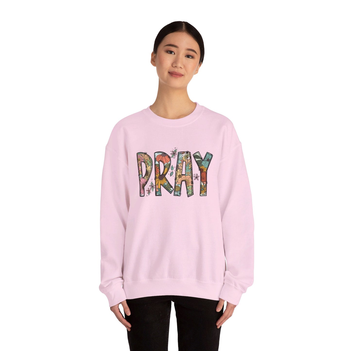Pray Flowers Boho Sweatshirt - Sweatshirt - Nazareth Treasures