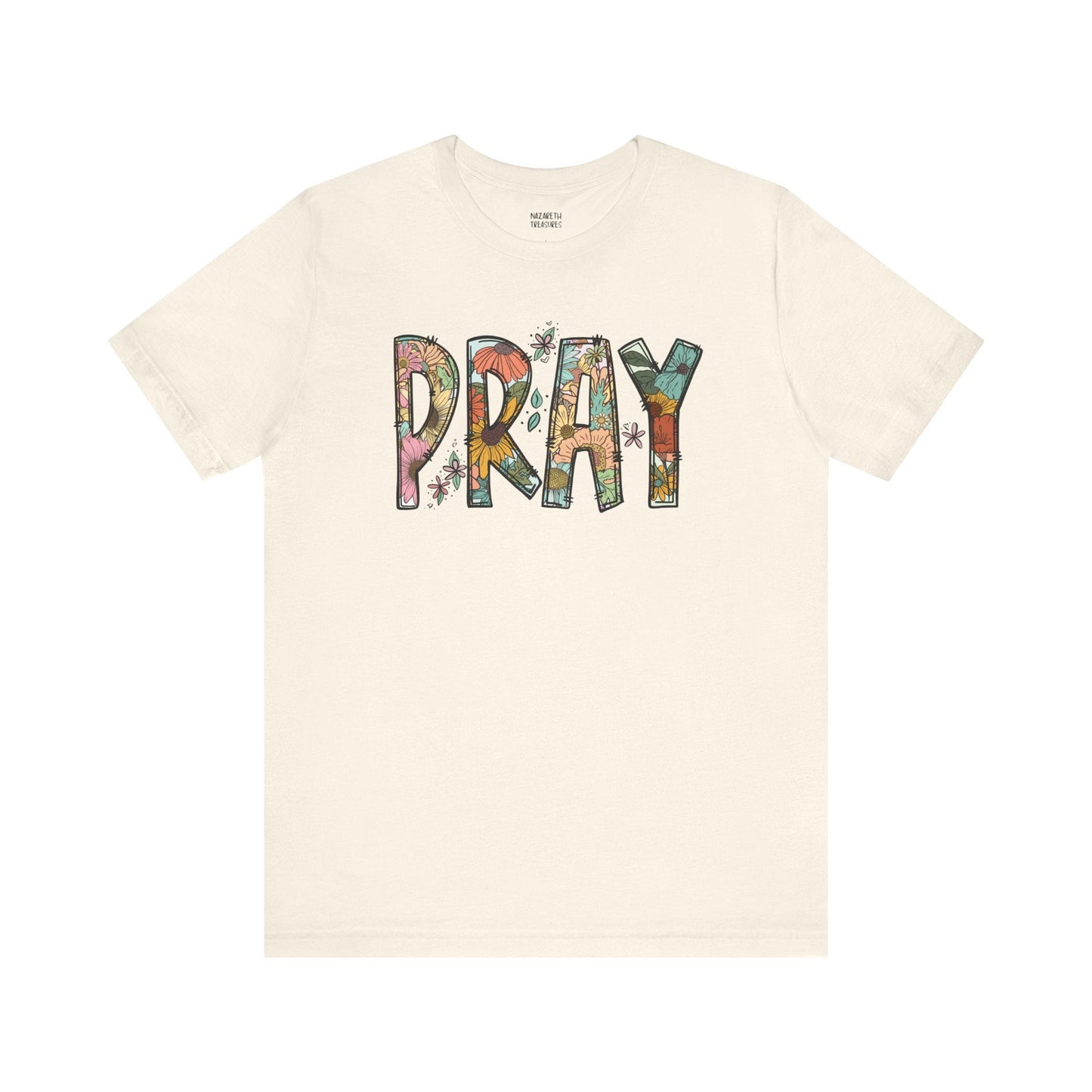 Pray Flowers Boho T-Shirt - T-Shirt - Nazareth Treasures
