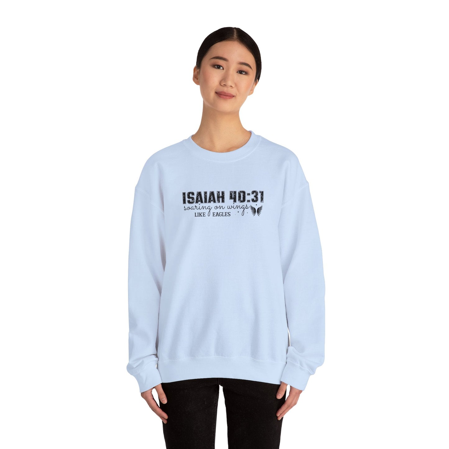 Soaring on Wings Like Eagles Crewneck Sweatshirt - Sweatshirt - Ash - Nazareth Treasures