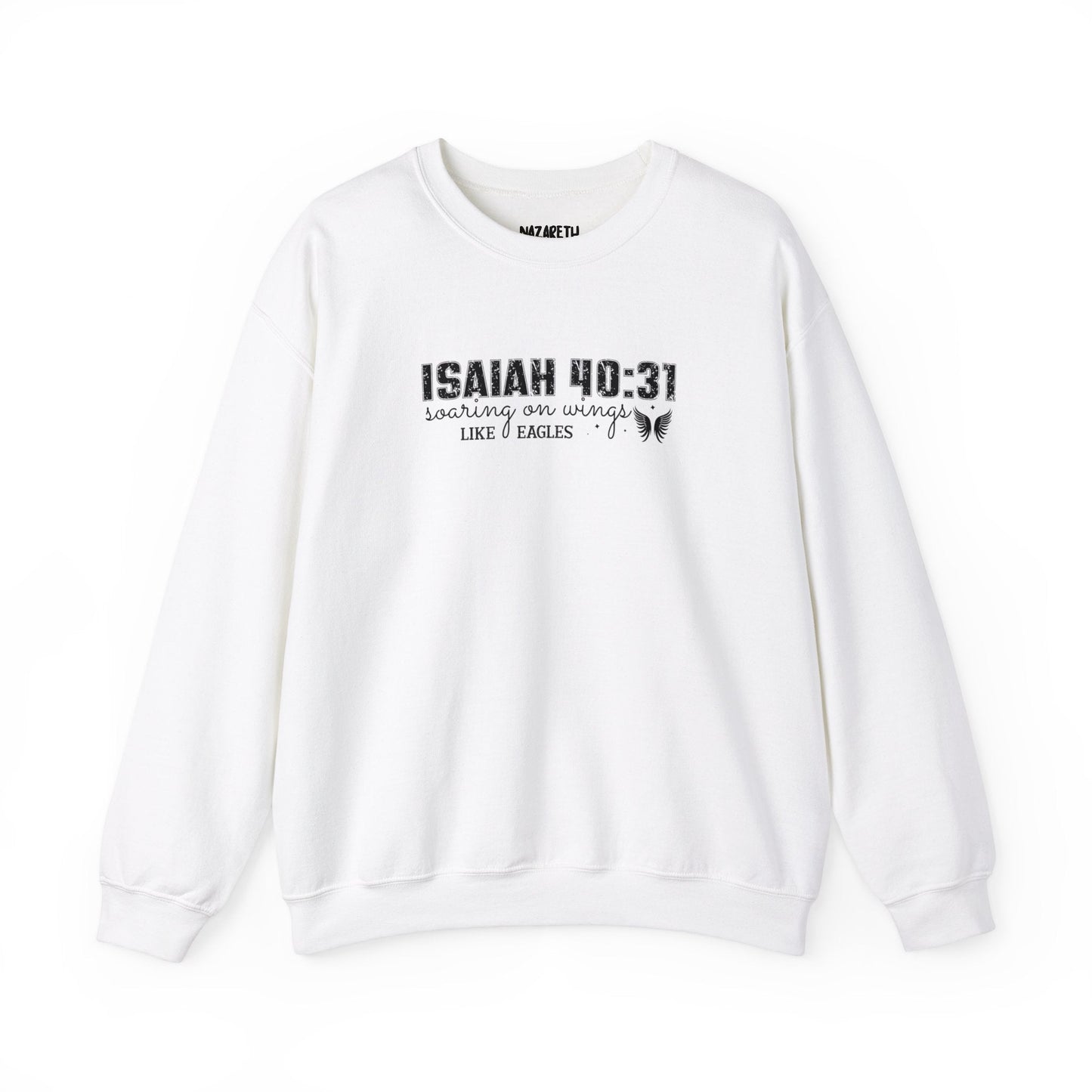 Soaring on Wings Like Eagles Crewneck Sweatshirt - Sweatshirt - White - Nazareth Treasures