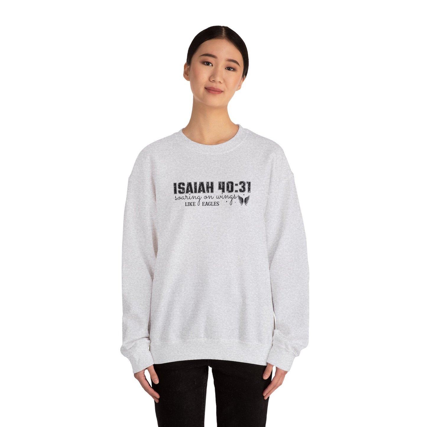 Soaring on Wings Like Eagles Crewneck Sweatshirt - Sweatshirt - Ash - Nazareth Treasures