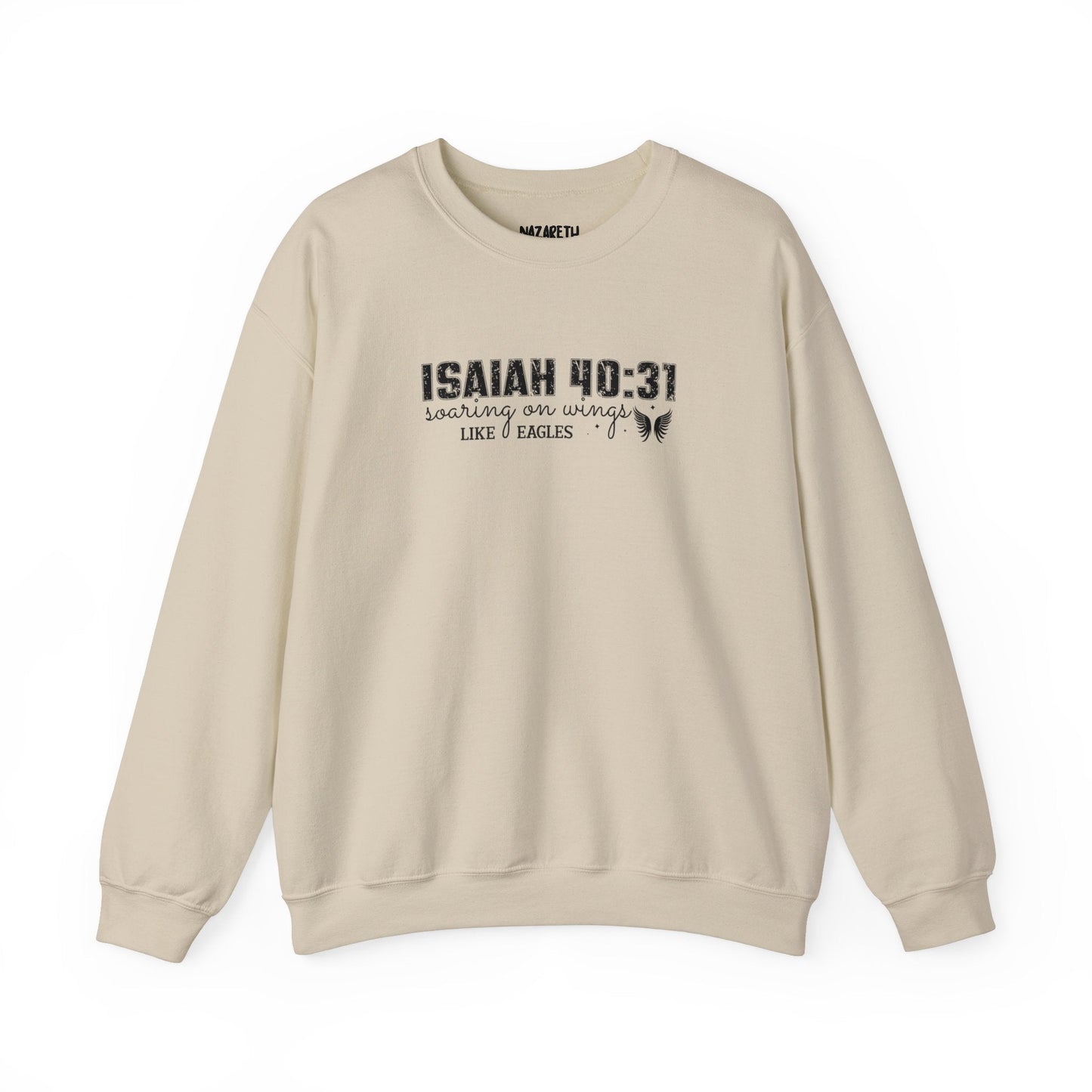 Soaring on Wings Like Eagles Crewneck Sweatshirt - Sweatshirt - Sand - Nazareth Treasures