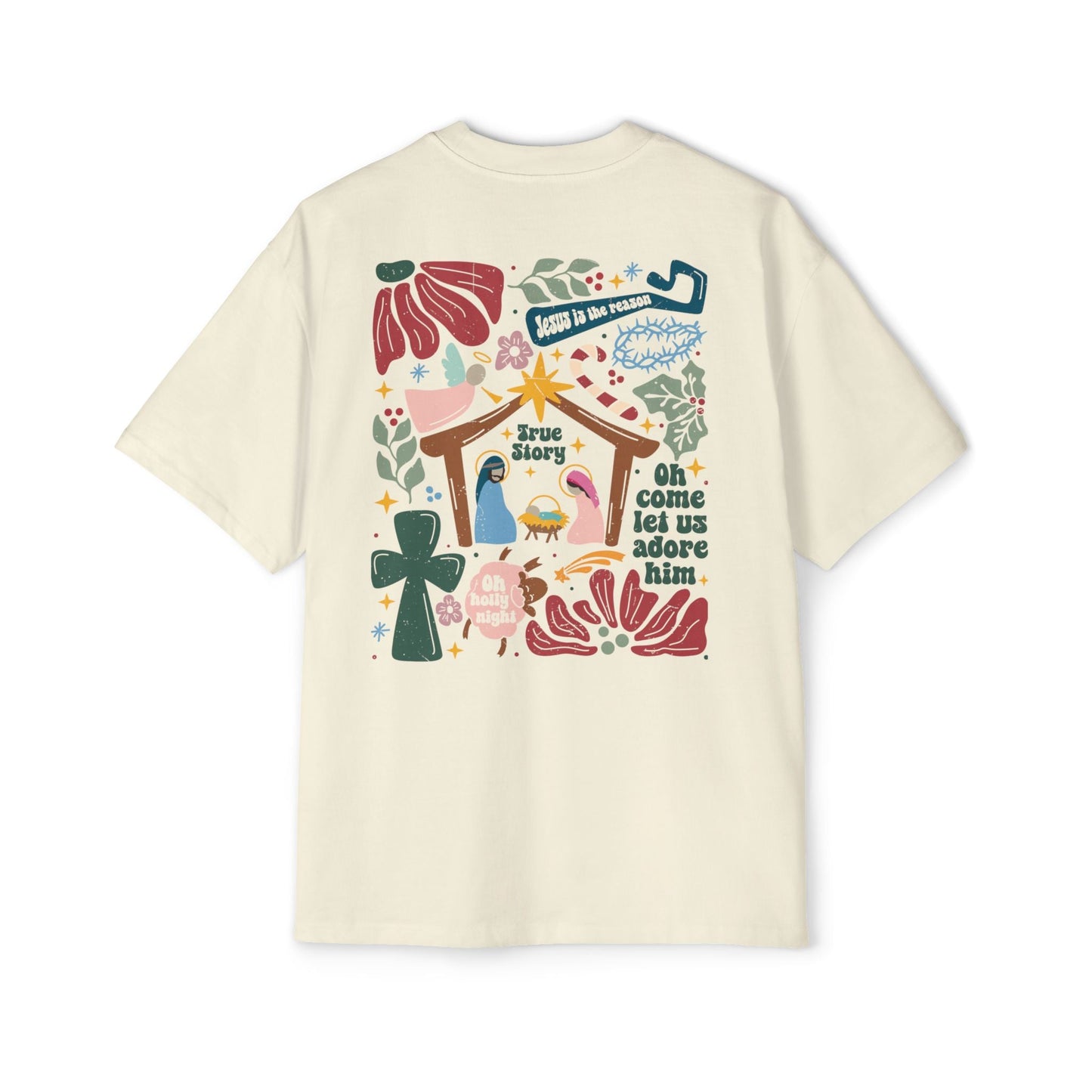 True Story Nativity - Christmas Oversized T-shirt - T-Shirt - Nazareth Treasures